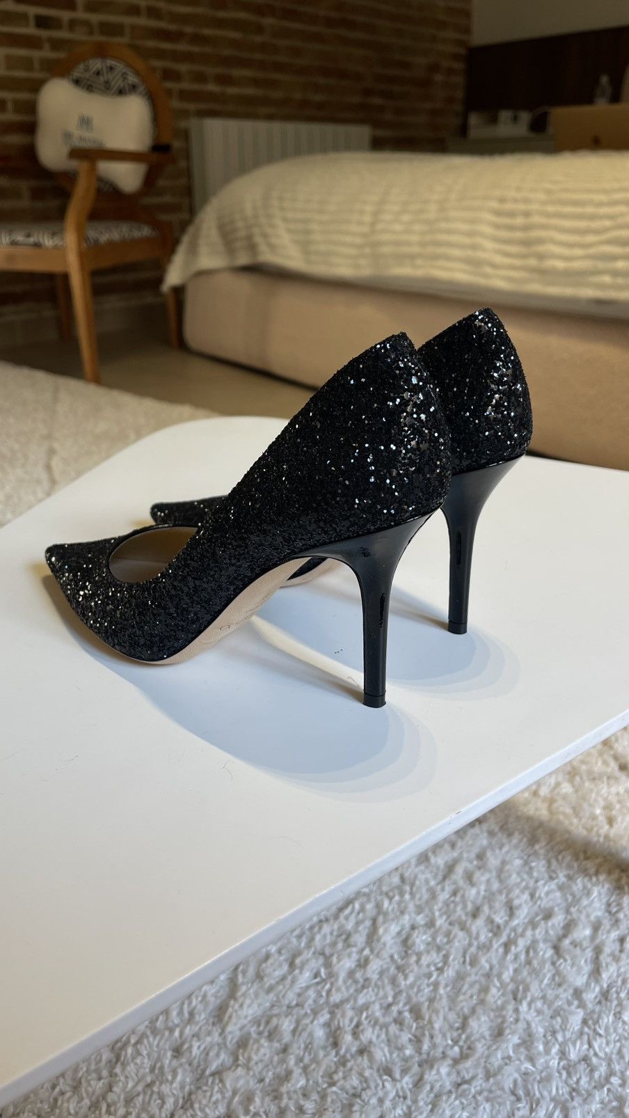 Jimmy Choo Jimmy Choo Black Glitter Pumps Size 39 Size US 9 / IT 39 - 3 Thumbnail