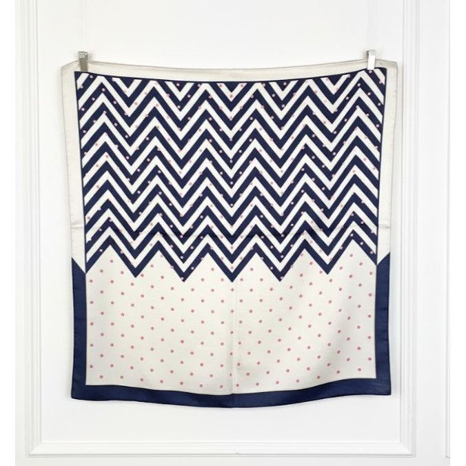 Other ⭐New Elegant Silky Satin Scarf Handkerchief blue Beige lines Size ONE SIZE - 5 Thumbnail