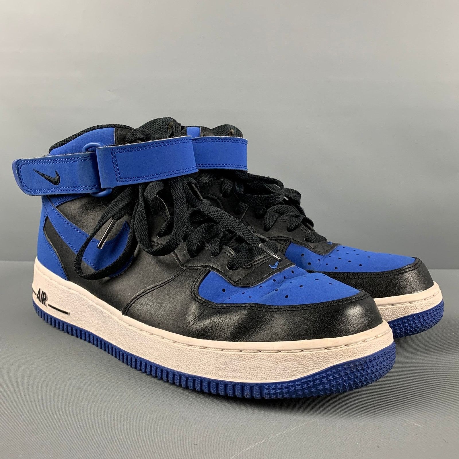 Nike NIKE Size 8 Blue Black Leather Color Block High Top Sneakers Size US 8 / IT 38 - 1 Thumbnail
