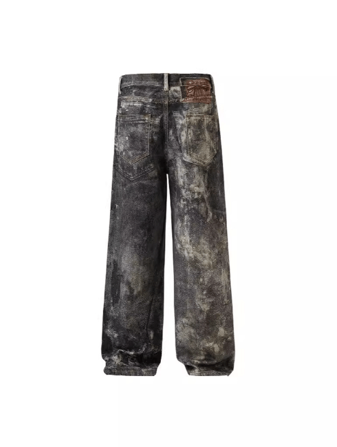 Japanese Brand × Jean American street style ink-splashed gray black baggy jeans Size US 32 / EU 48 - 5 Thumbnail