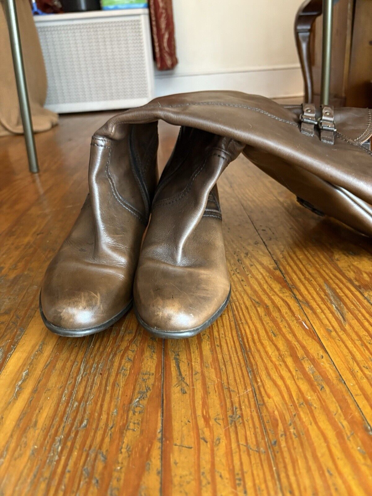 Clarks Clarks 8 1/2 M Leather Knee High Riding Boots 3" Buckles Size US 8.5 / IT 38.5 - 3 Thumbnail