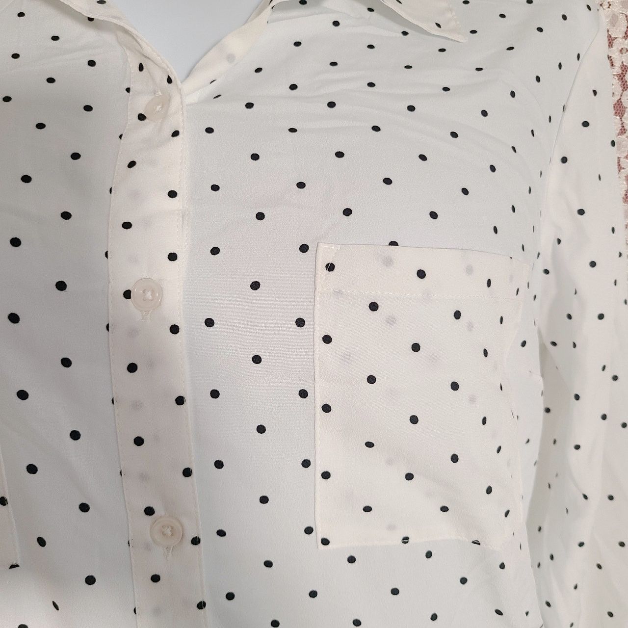 Faded Glory NWT faded glory white polka dot button down shirt size large Size L / US 10 / IT 46 - 6 Thumbnail