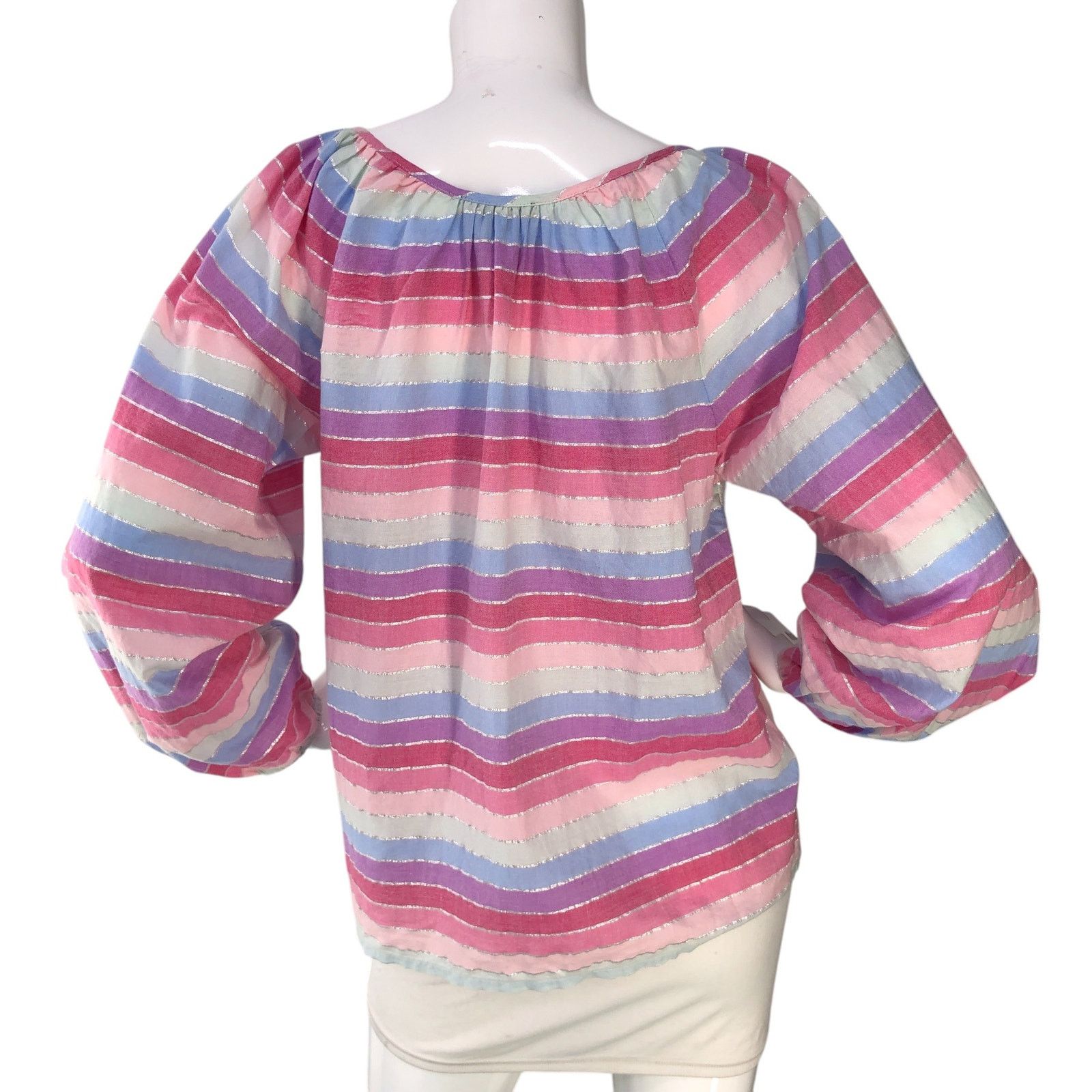 J.Crew J Crew Size S Top Peasant Metallic Pastel Stripe Oversized Size S / US 4 / IT 40 - 7 Thumbnail