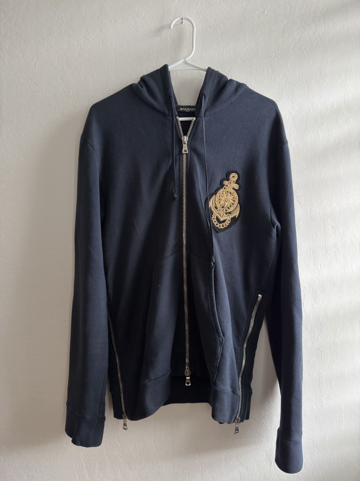Balmain SS10 Balmain Crest Navy Double Side Zip Size US M / EU 48-50 / 2 - 1 Thumbnail