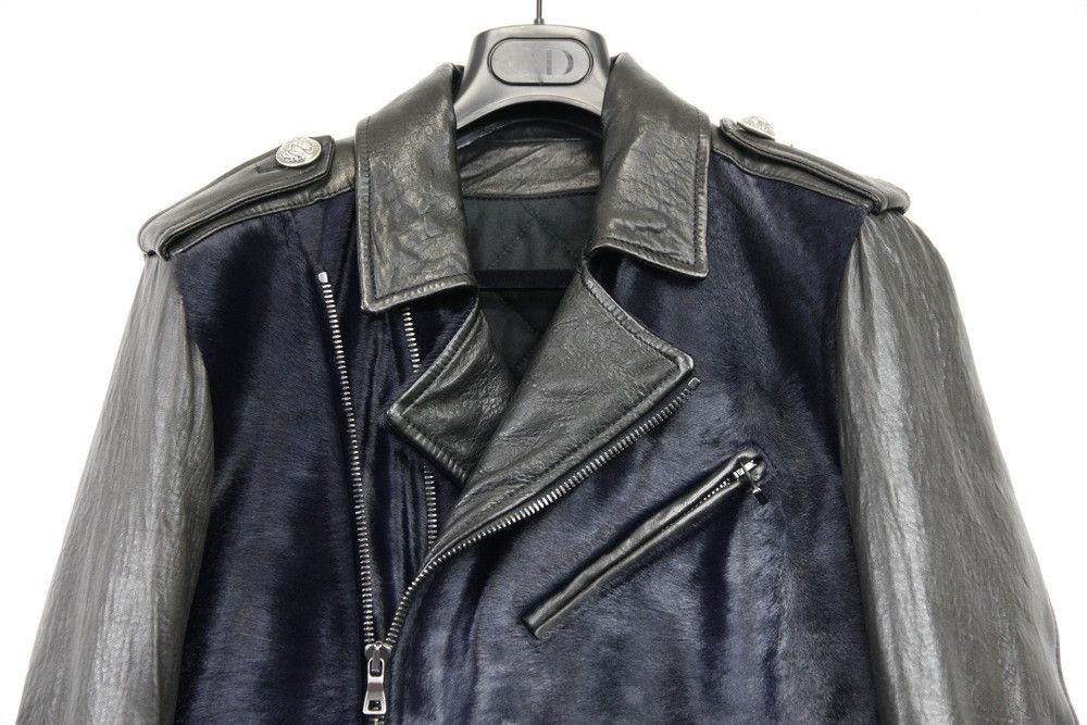 Balmain Balmain Paris Midnight Blue Black Calf Hair Leather Biker Size US M / EU 48-50 / 2 - 6 Thumbnail