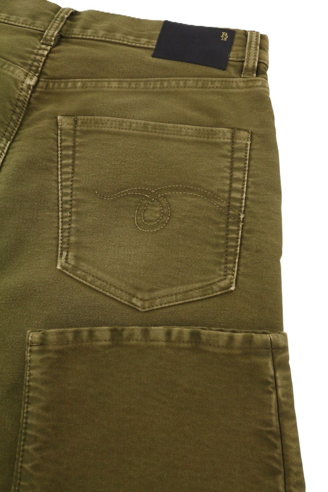 R13 BOYFRIEND 28 Olive Moleskin Zip Fly FW25 Jeans 87211 Size 28" / US 6 / IT 42 - 6 Thumbnail