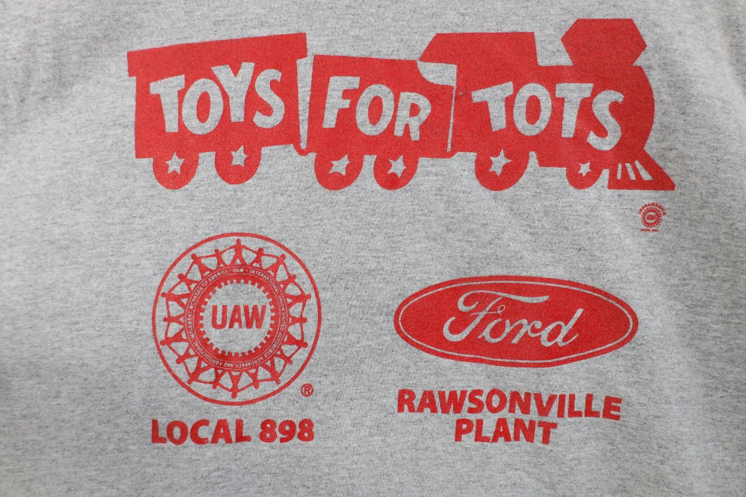 Vintage Vintage 90s Co Toys For Tots Union UAW T-Shirt Gray USA Size US XL / EU 56 / 4 - 4 Thumbnail