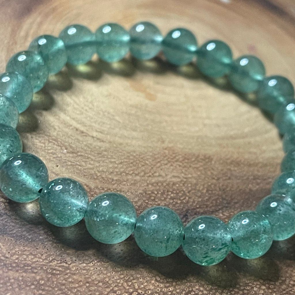 Other Green strawberry quartz beaded stretch bracelet 6mm 7.5”new Size ONE SIZE - 6 Thumbnail