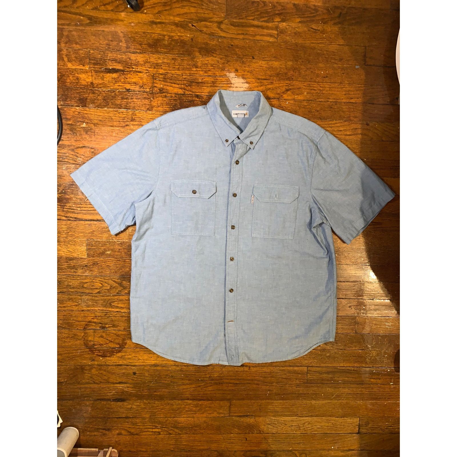 Carhartt Carhartt Light Blue Work Shirt Short Sleeve Relaxed Fit Size US XL / EU 56 / 4 - 1 Thumbnail