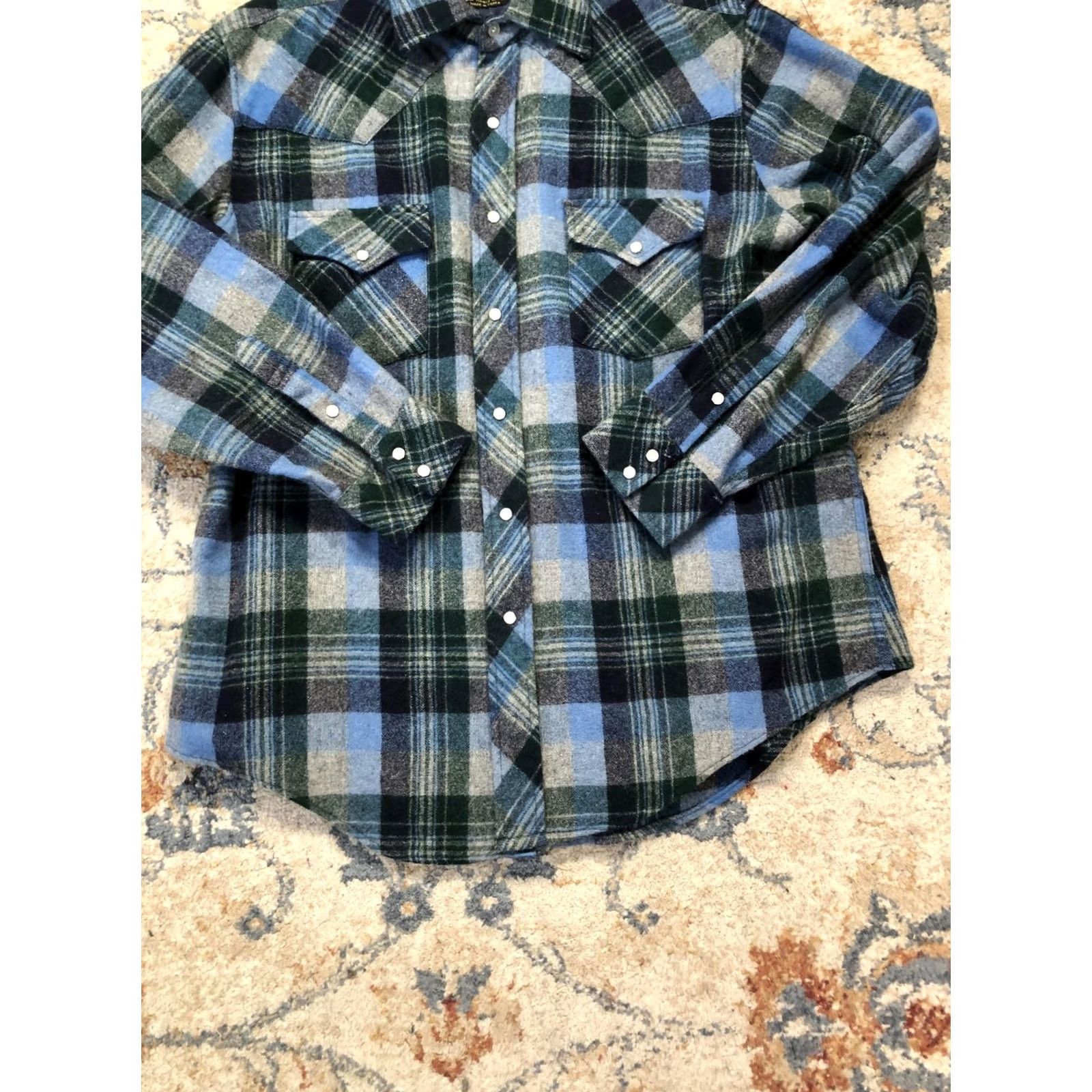 Vintage VINTAGE Kmart Shirt Mens Large Green Plaid Flannel Pearl Snap Long Sleeve Size US L / EU 52-54 / 3 - 5 Thumbnail