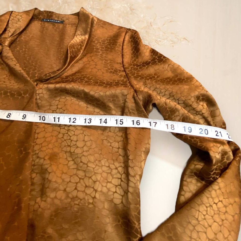 Elie Tahari Elie Tahari Animal Print Silk Long Sleeve Bronze Blouse S Size S / US 4 / IT 40 - 5 Thumbnail