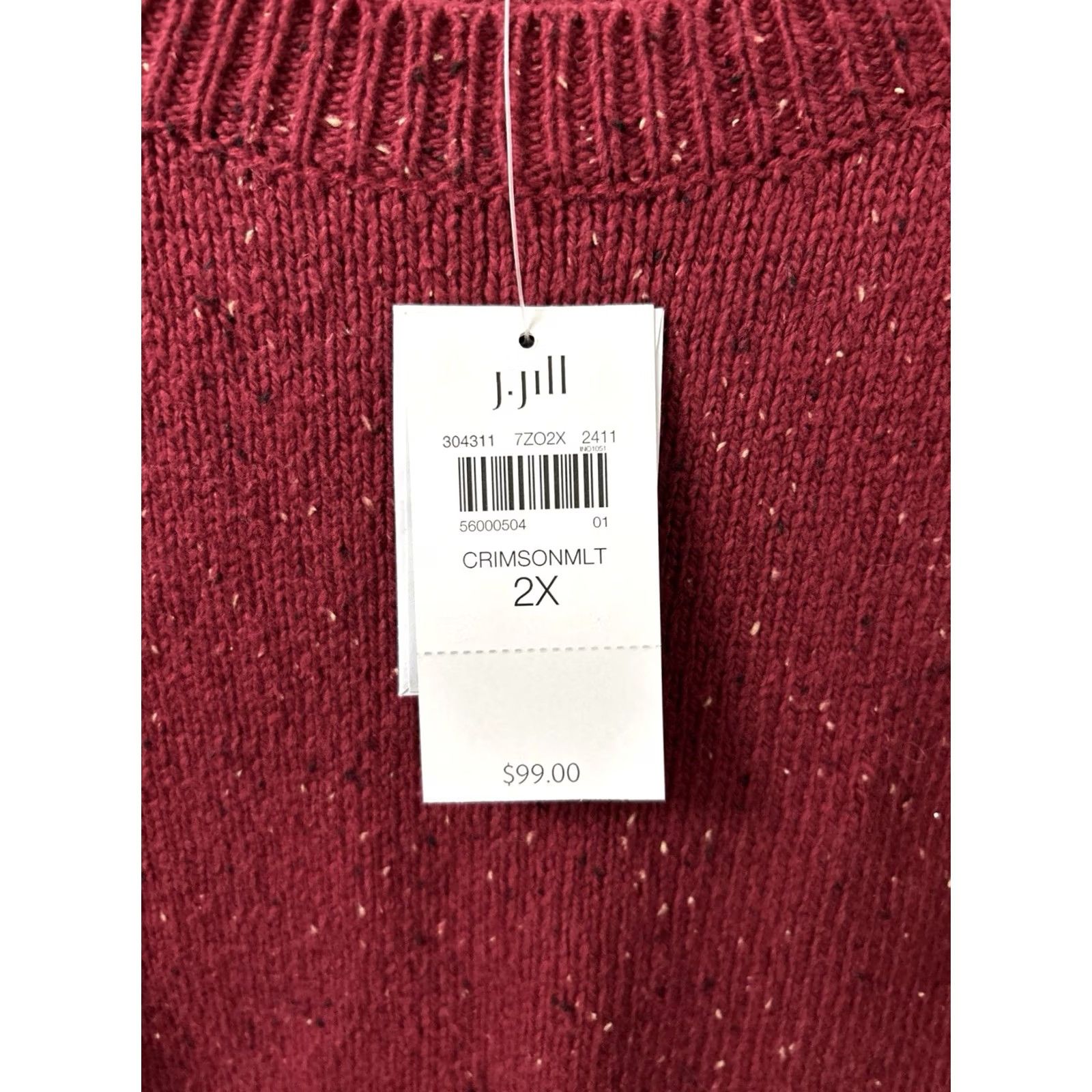 Vintage VINTAGE J Jill Sweater Womens 2X Red Tweed Knit Button Sleeve Cotton L/S NWT 9 MSRP Size XXL / US 16-18 / IT 52-54 - 5 Thumbnail