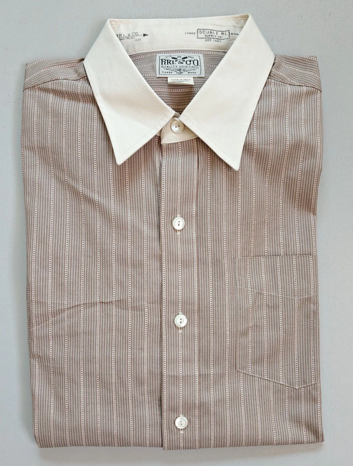 RRL Ralph Lauren Double RL Slim Fit Striped Dobby Shirt T 9101 Size US M / EU 48-50 / 2 - 1 Thumbnail