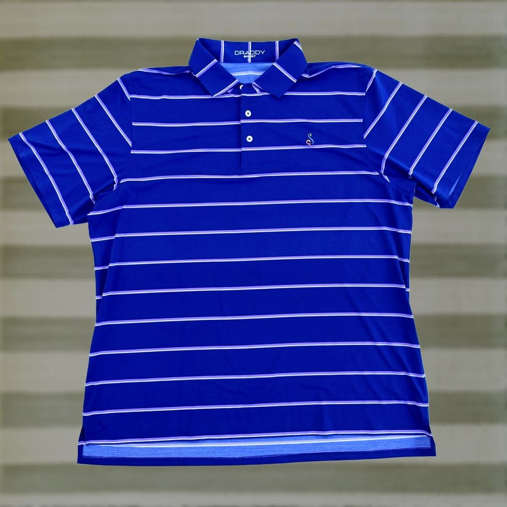 Vintage Draddy Sport Performance Polo Shirt Striped Golf Made in USA XL Men’s Polo Short Sleeve Blue 90s? Size US XL / EU 56 / 4 - 1 Thumbnail