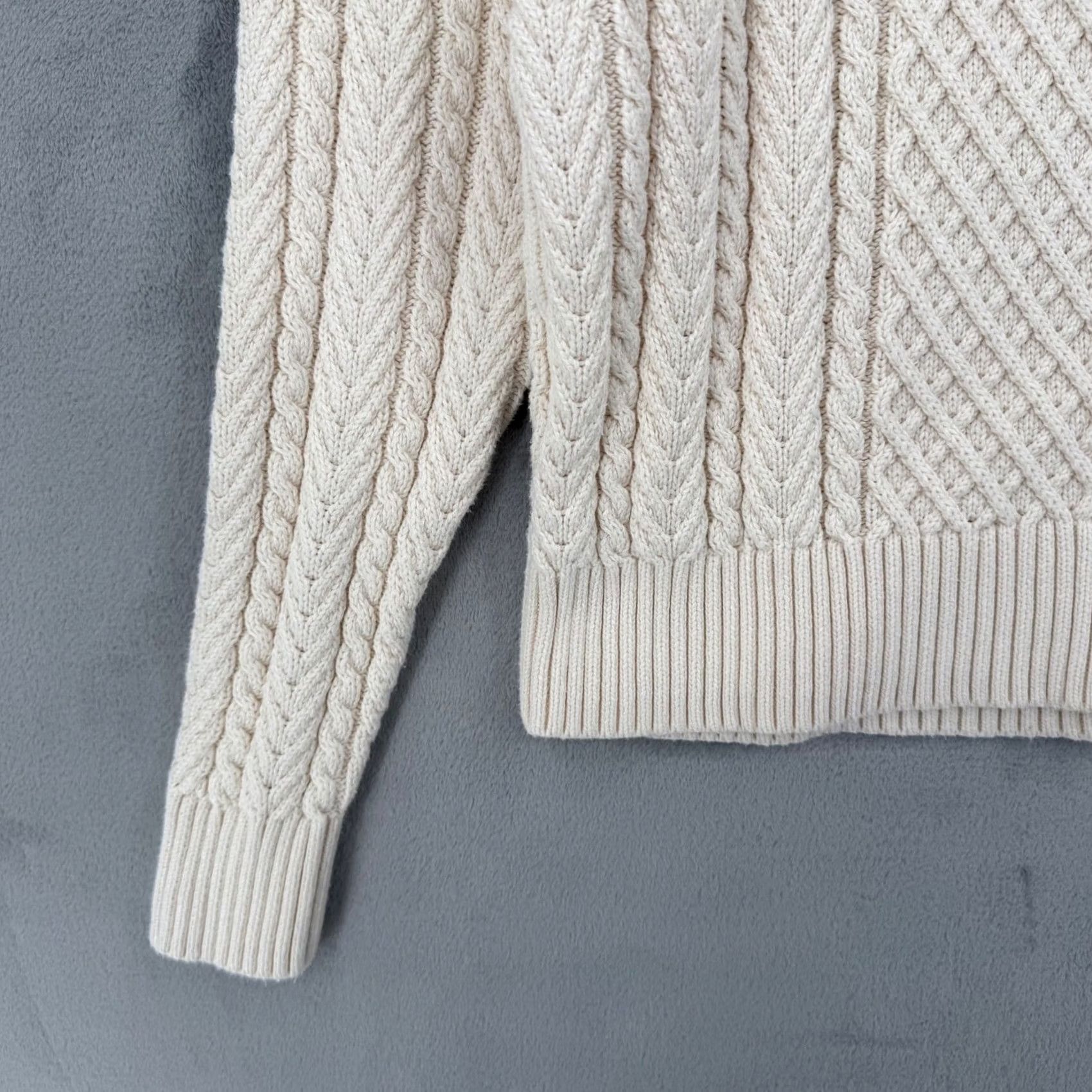 J.Crew J.Crew Womens Cream Cable Knit Cotton Crewneck Sweater Size Small Size S / US 4 / IT 40 - 4 Thumbnail
