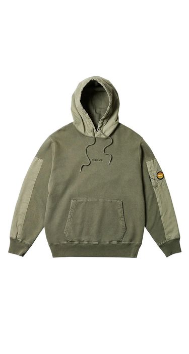 Palace Palace X CP Company Hoodie Olive | Grailed