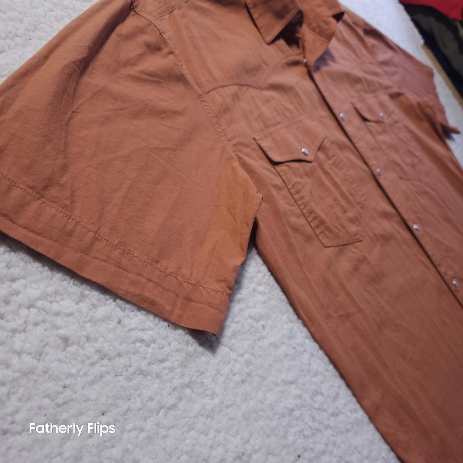 Roper Roper Mens Western Short Sleeve Shirt Medium Rust Pearl snap Size US M / EU 48-50 / 2 - 5 Thumbnail