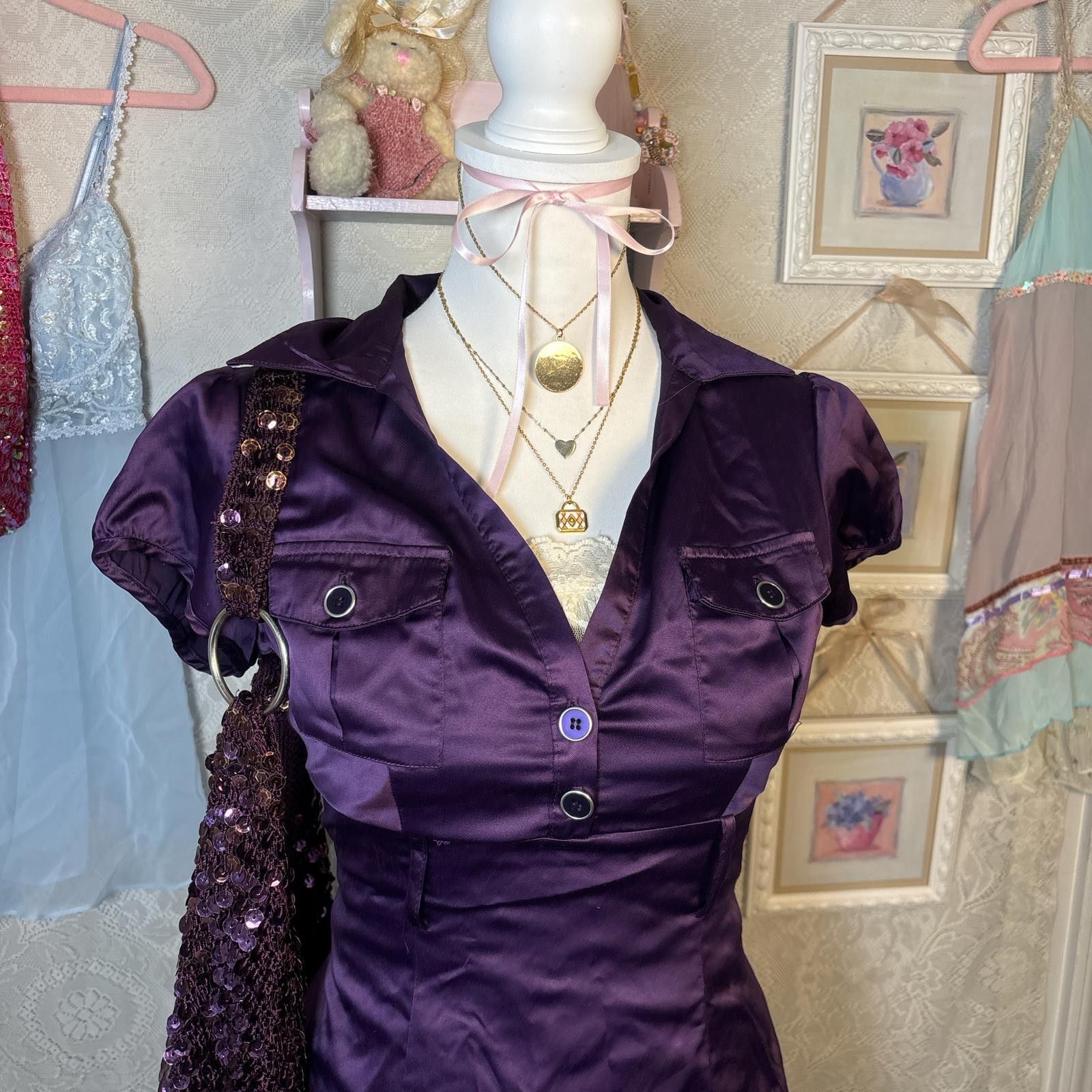 Other y2k purple office siren fitted blouse Size M / US 6-8 / IT 42-44 - 4 Thumbnail