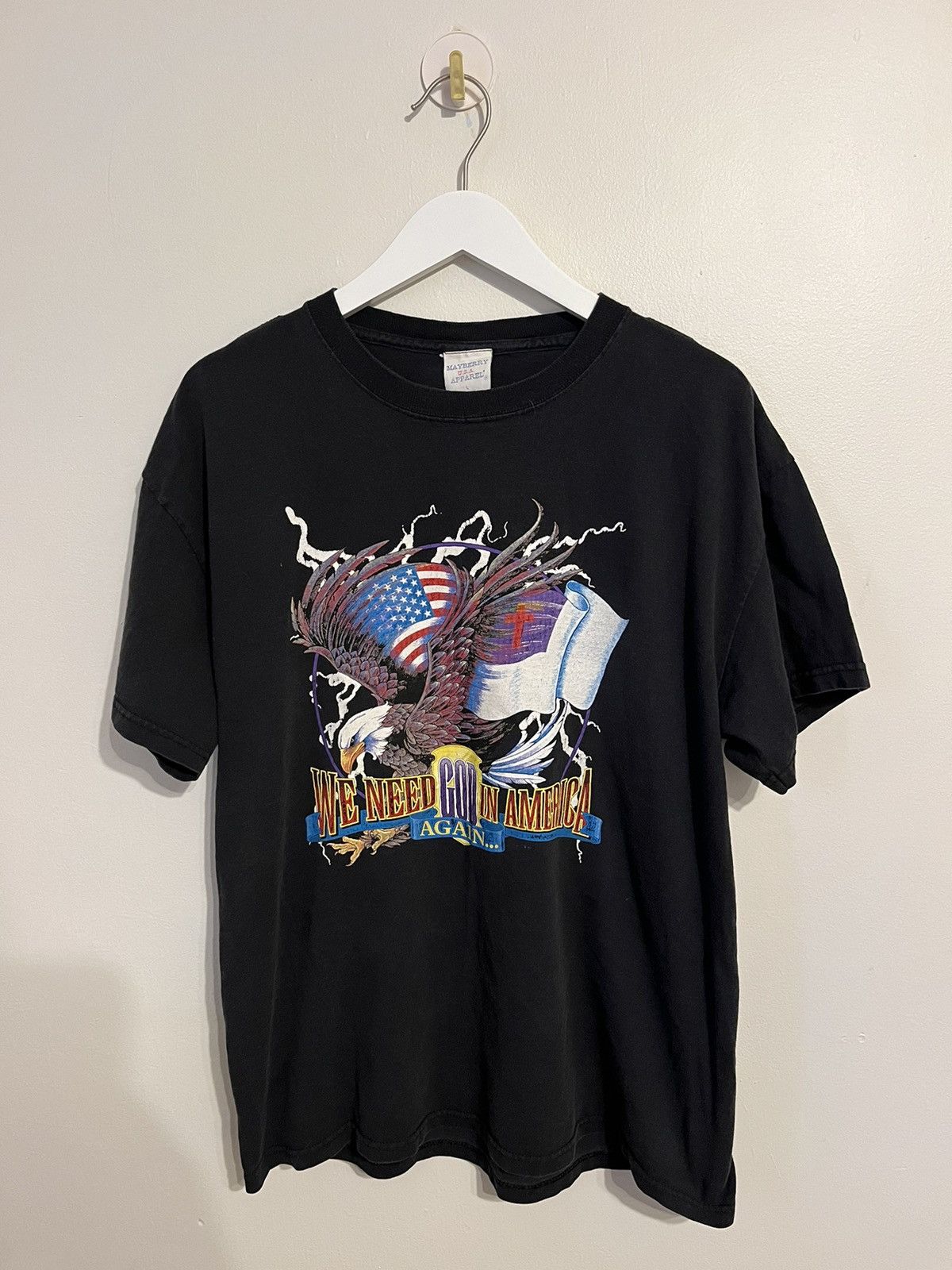 VTG We Need GOD In America Again Rap Tee Christian USA