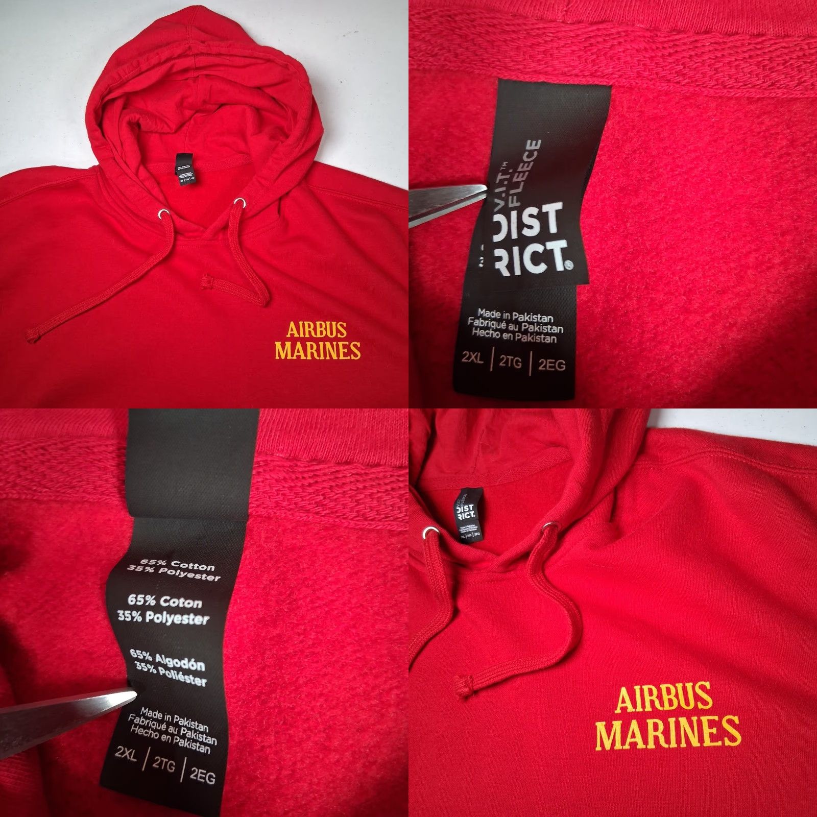 Vintage District USMC Hoodie Men 2XL Red Graphic Solid Hoodie Military Aviation Marines Sweatshirt Size US XXL / EU 58 / 5 - 8 Thumbnail