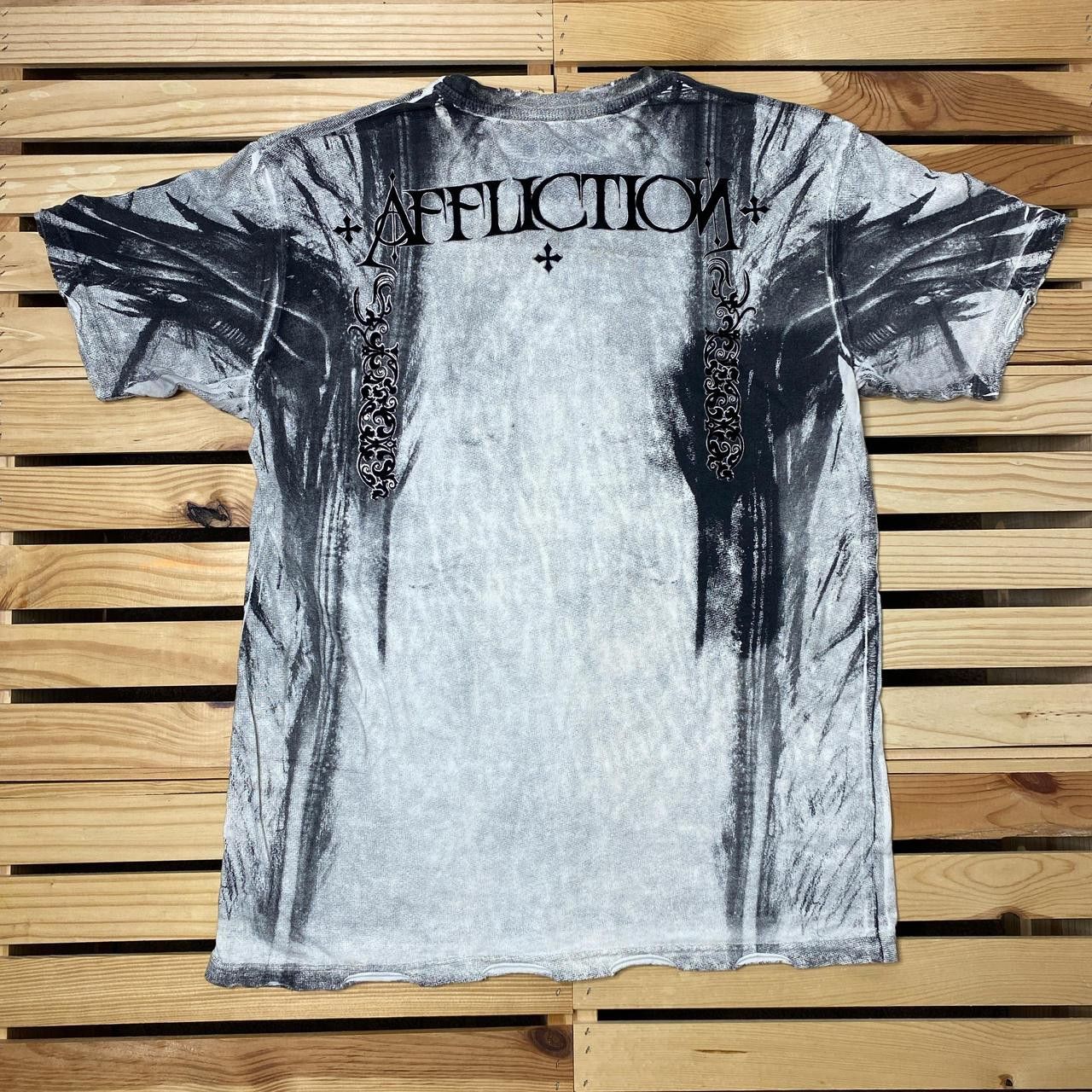 Affliction Affliction Gray Distressed Y2K MMA Skull Tee Size Large Size US L / EU 52-54 / 3 - 2 Thumbnail