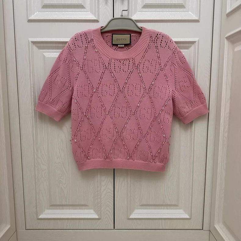 Gucci Gucci Hollow-out full-print logo short-sleeved knitwear 250 Size US L / EU 52-54 / 3 - 1 Thumbnail