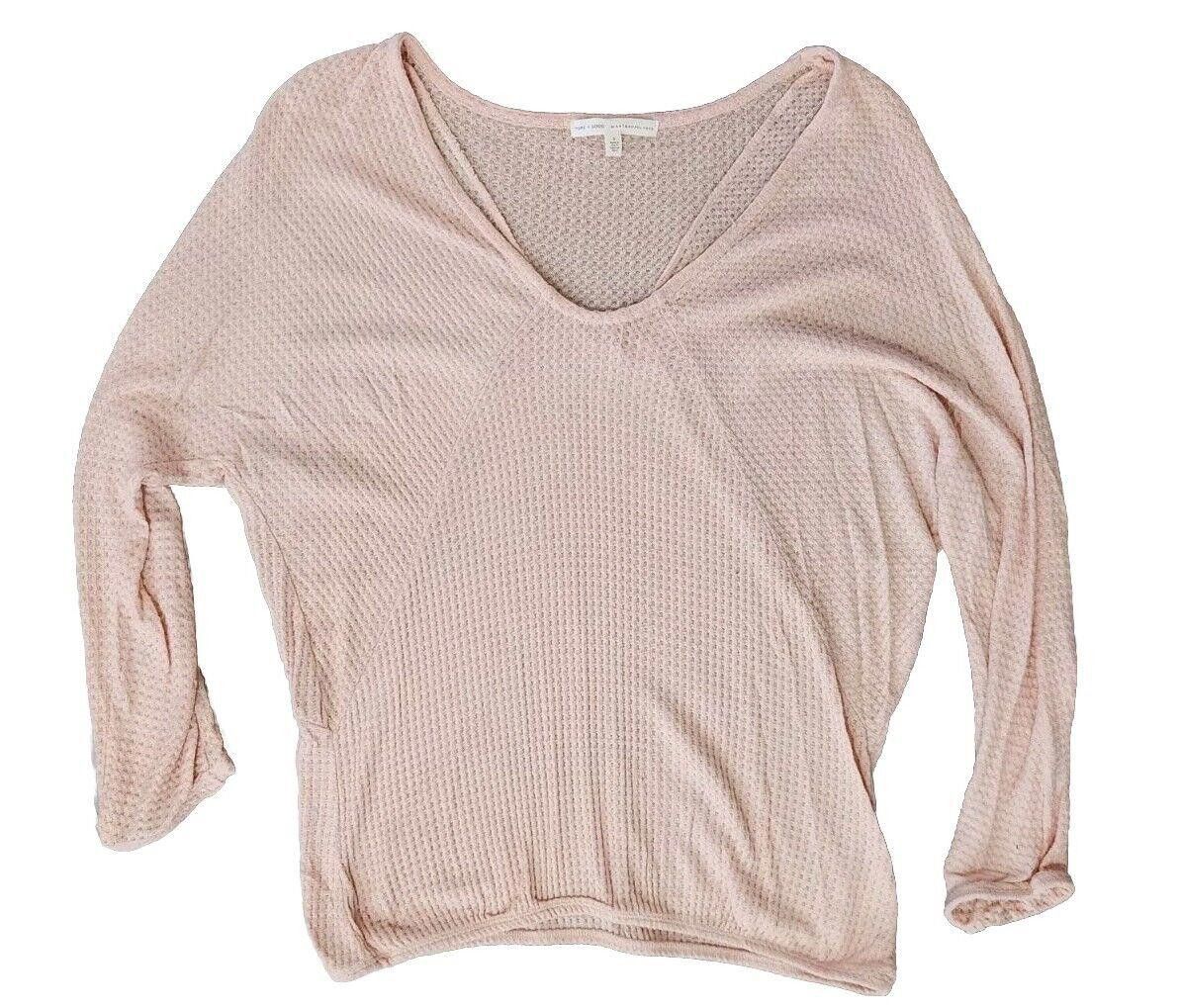Designer Pure And Good Anthropoligie Top Small Waffle Knit Pink V Size S / US 4 / IT 40 - 1 Thumbnail
