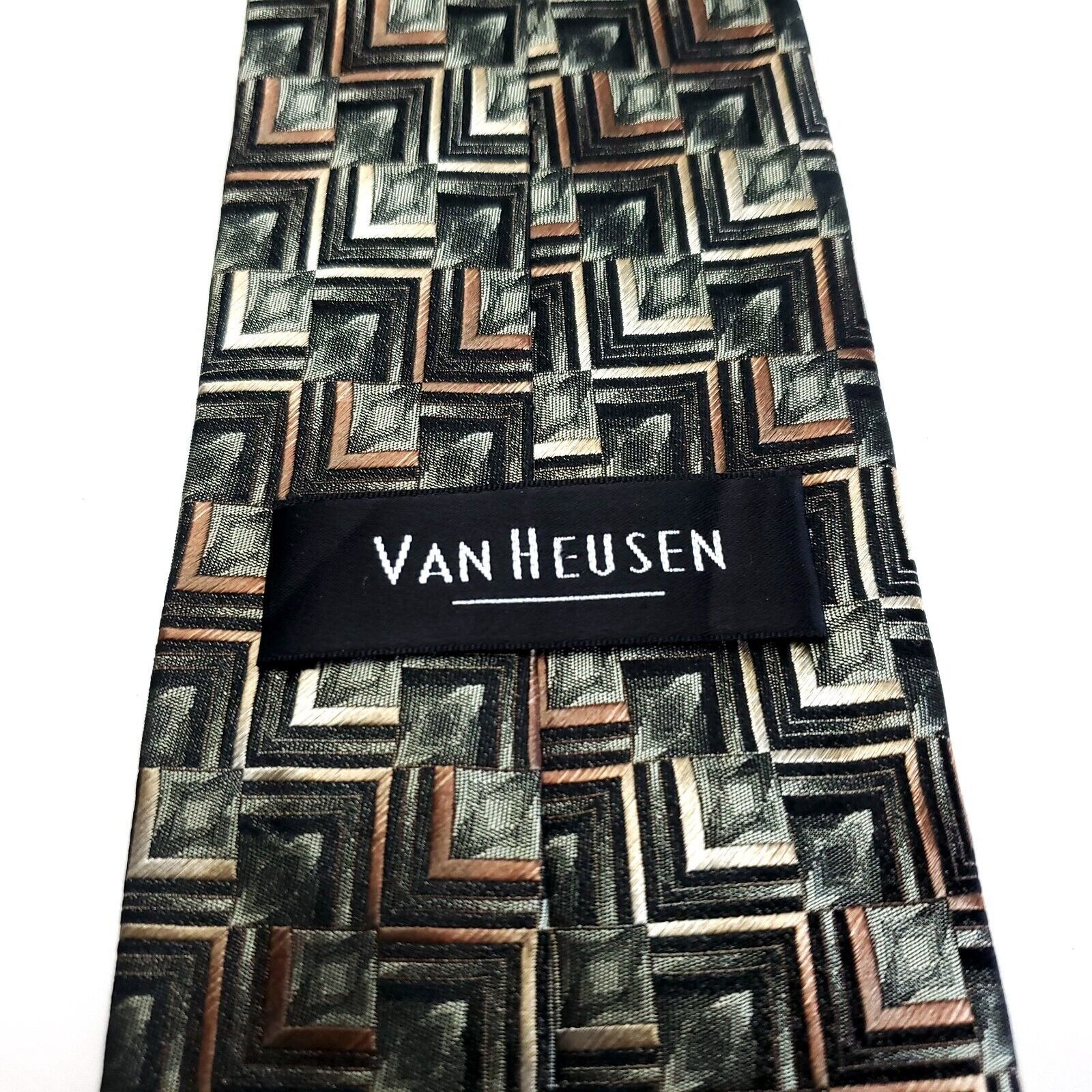 Van Heusen Van Heusen Woven Green Abstract Silk Tie Size ONE SIZE - 3 Thumbnail