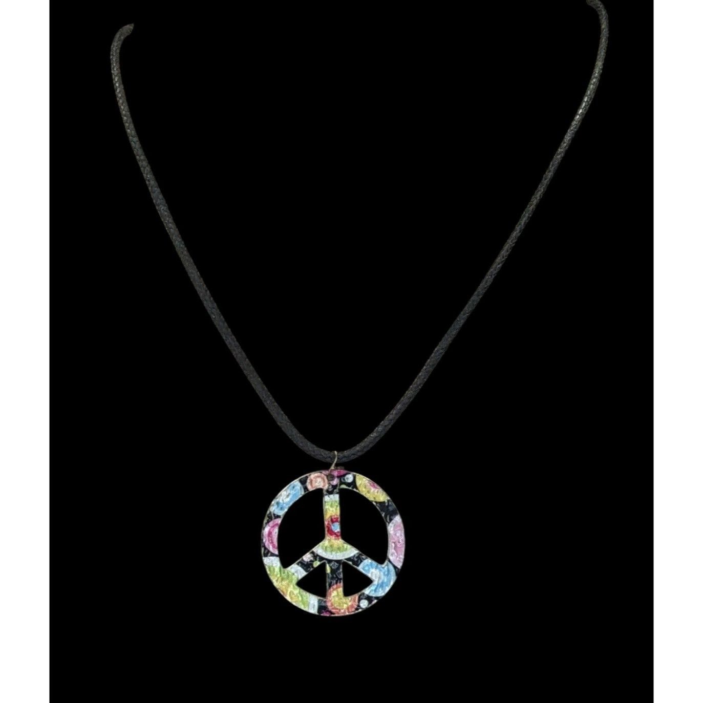 Other Rainbow Floral Hippie Peace Sign Pendant Necklace Size ONE SIZE - 5 Thumbnail