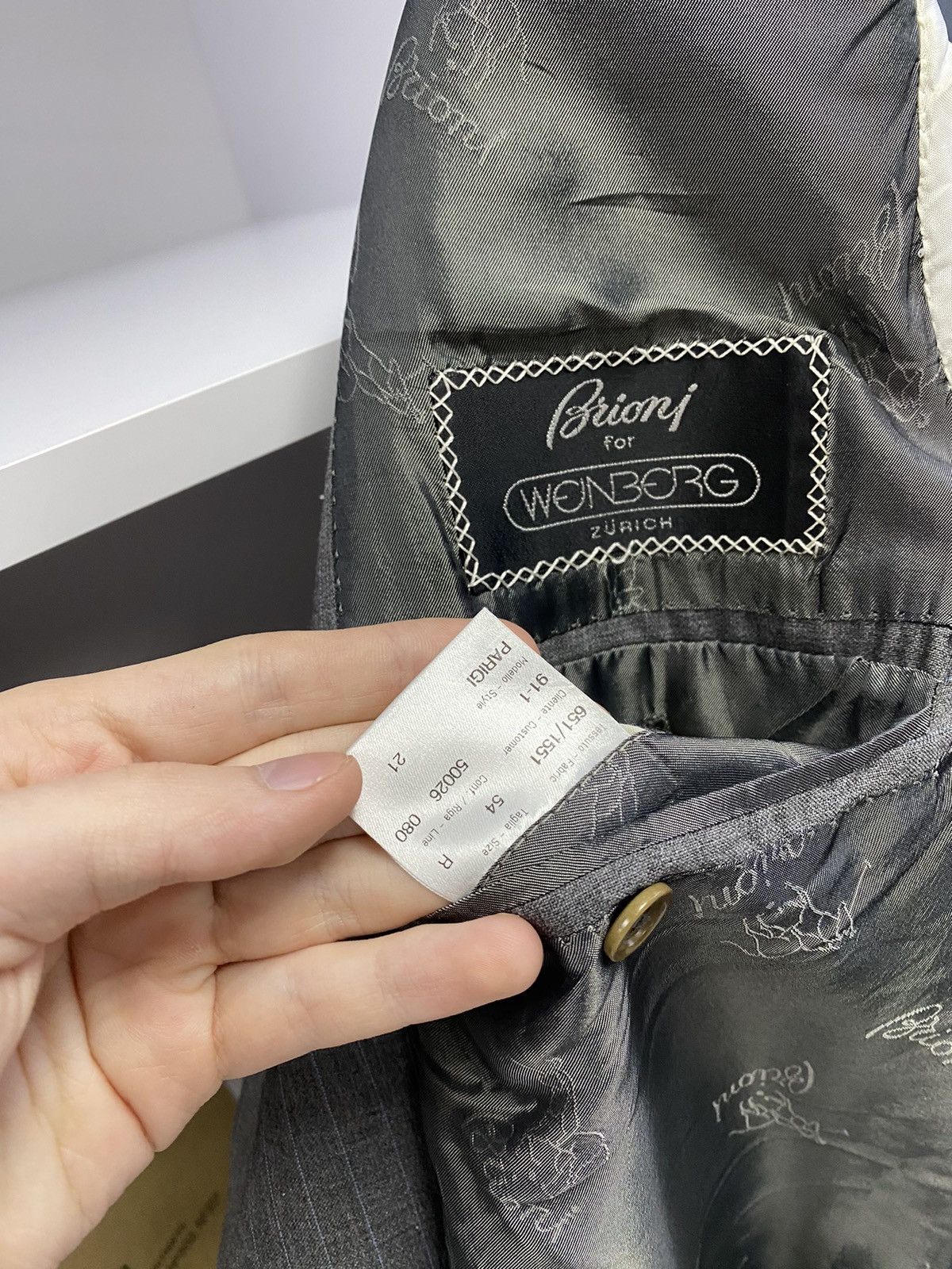 Brioni × Designer × Vintage Vintage Brioni Luxury Old Money Style Gray Blazer Size 54R - 9 Thumbnail