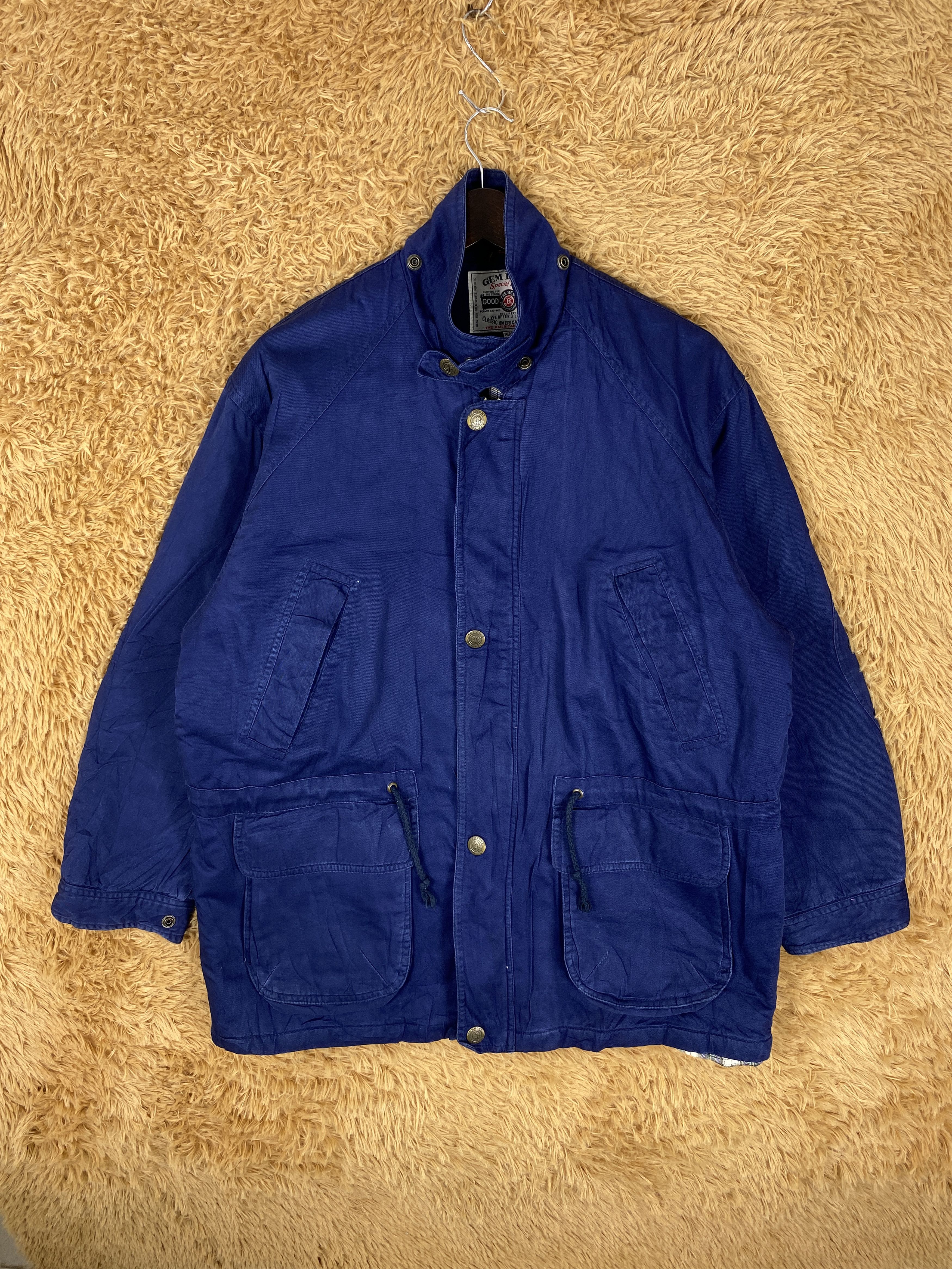image of Vintage Gembony Rugged Utility Flannel Lining Jacket in Blue, Men's (Size Medium)
