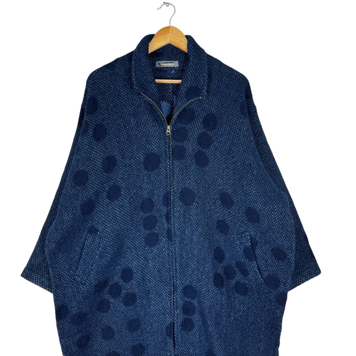 Indigo × Issey Miyake × Vintage 🌟80s ISSEY MIYAKE FW1986 BLANKET WOOL LONG JACKET Size M / US 6-8 / IT 42-44 - 3 Thumbnail