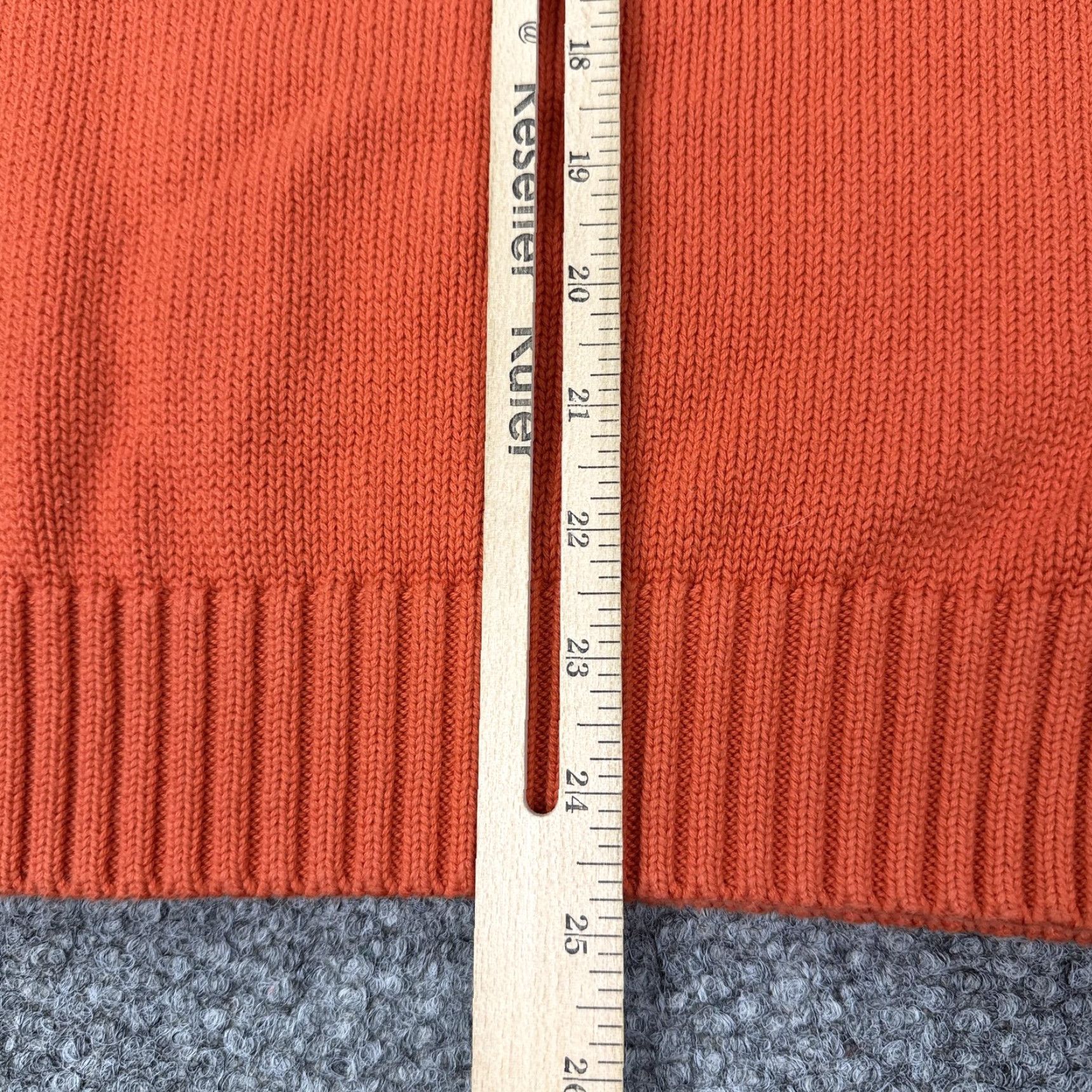 Lands' End Lands' End Mens Small Orange Cotton Crewneck Knit Pullover Raglan Ribbed Sweater Size US S / EU 44-46 / 1 - 7 Thumbnail