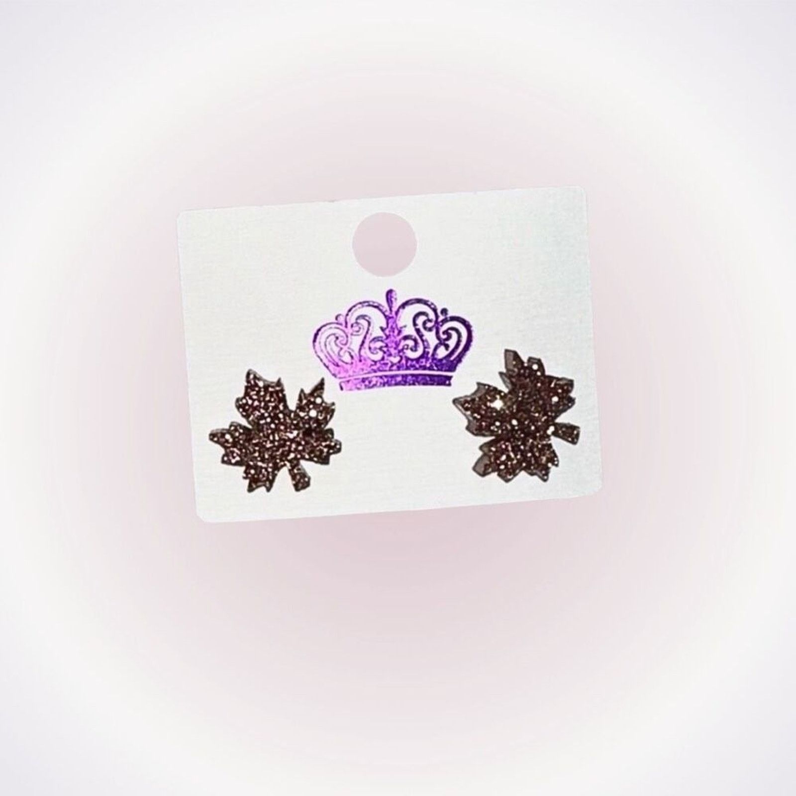 Other Autumn Brown Glitter Leaf Stud Earrings | Sz OS, NWOT Size ONE SIZE - 1 Thumbnail