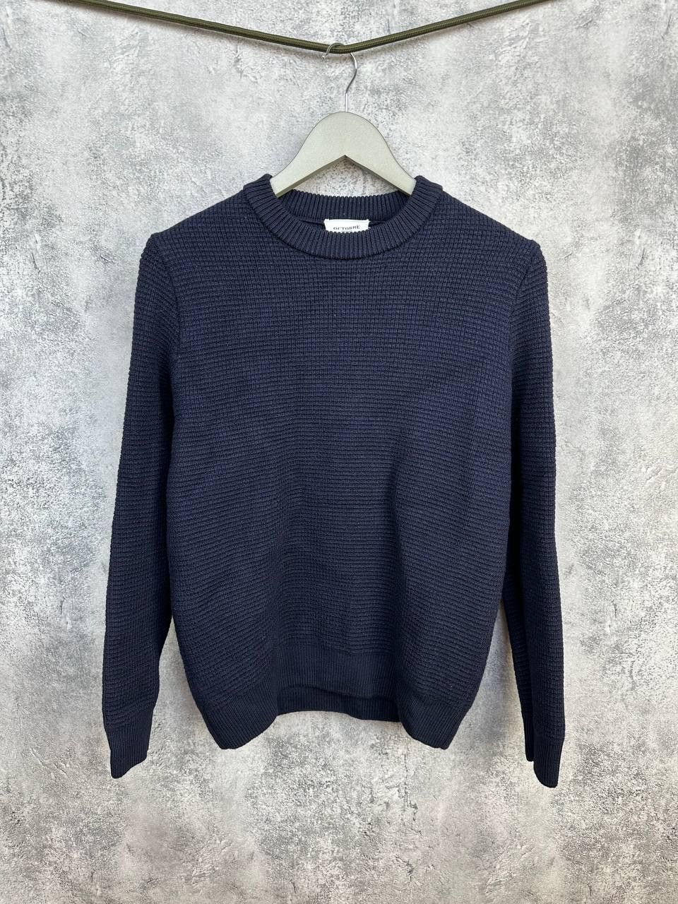 Octobre Editions 100% Merino Wool Waffle Knit Sweater Navy