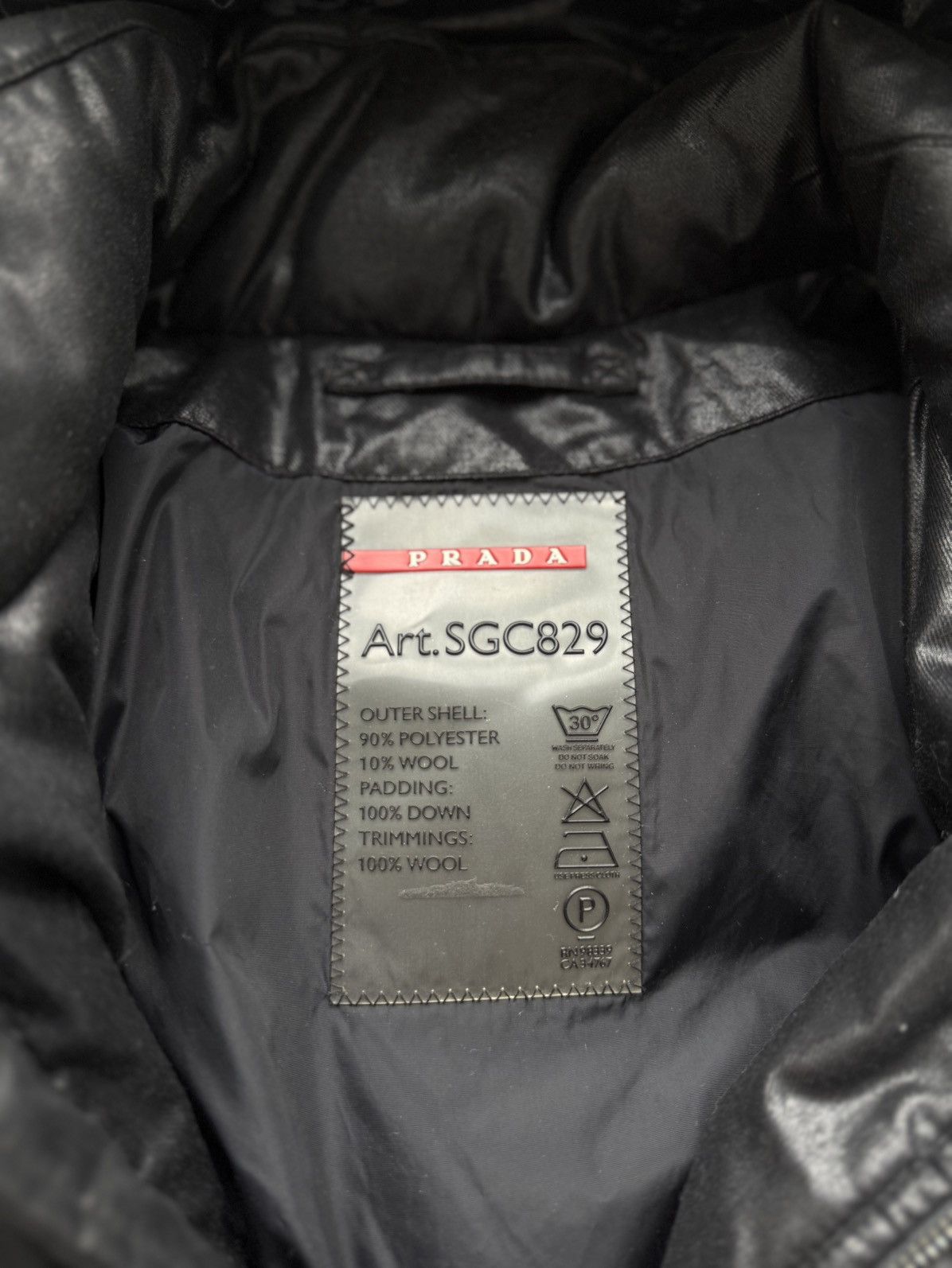 Prada Prada Leather Logo Gabardine Black Down Puffer Jacket Size US XL / EU 56 / 4 - 13 Thumbnail