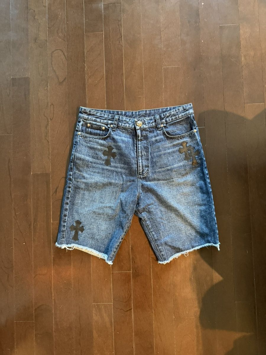 Chrome Hearts Chrome Hearts Black Leather Cross Patch Shorts Size US 31 - 1 Thumbnail