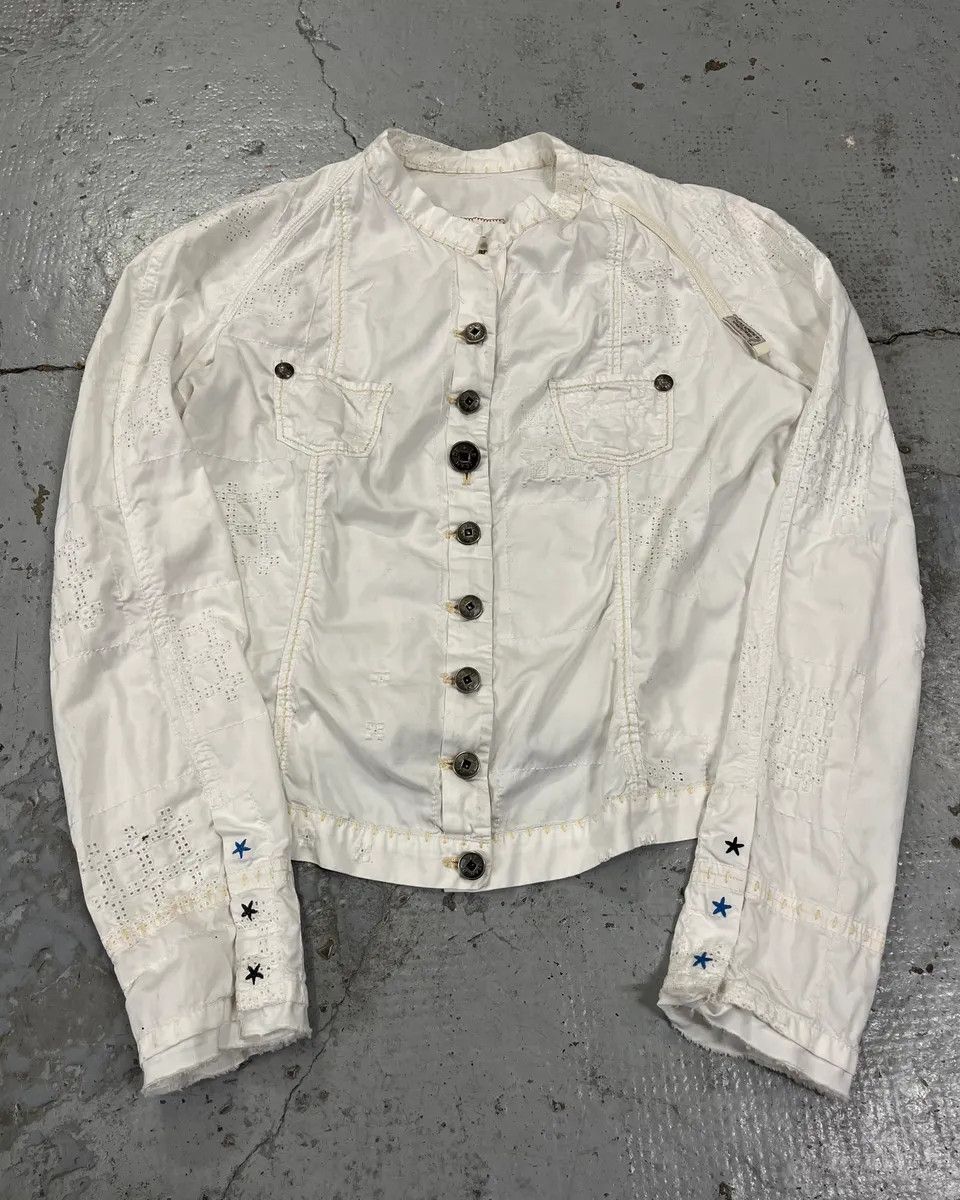 Marithe + Francois Girbaud 1990s Marithé + François Girbaud White Eyelet Embroidered Shirt Size M / US 6-8 / IT 42-44 - 1 Thumbnail