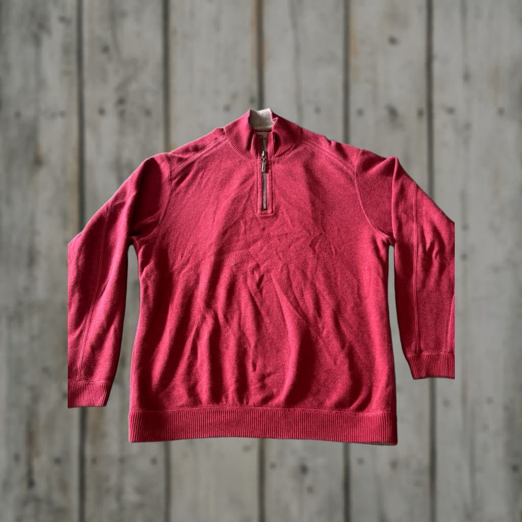 Tommy Bahama Tommy Bahama Reversible Hoodie Pullover 1/4 Zip Maroon Gray Large Men’s L Red Cotton Logo Shirt Size US L / EU 52-54 / 3 - 1 Thumbnail