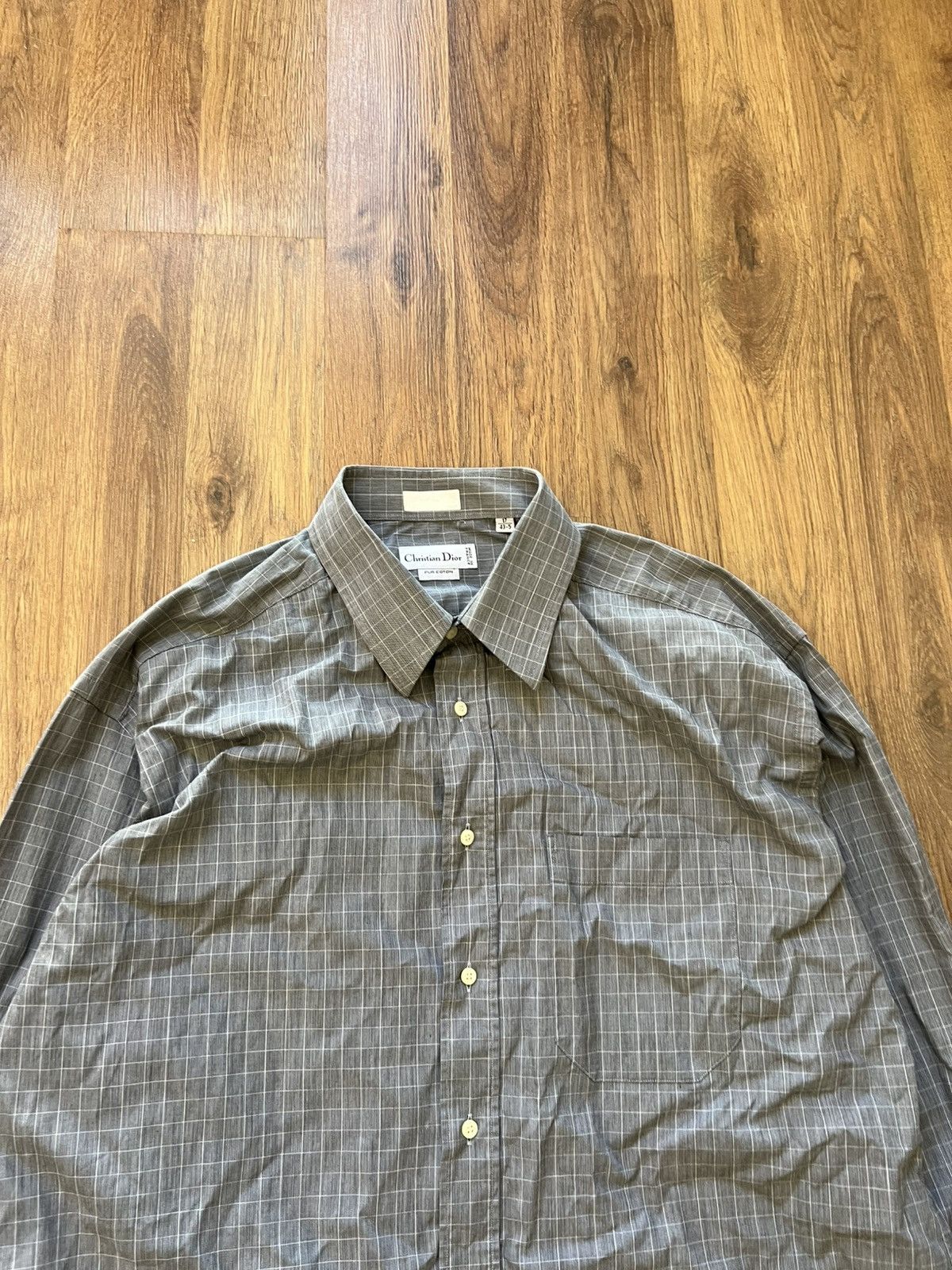 Dior 🩶 Christian Dior Checked Dress Shirt Made in FranceSize 43/5 Size US XL / EU 56 / 4 - 4 Thumbnail
