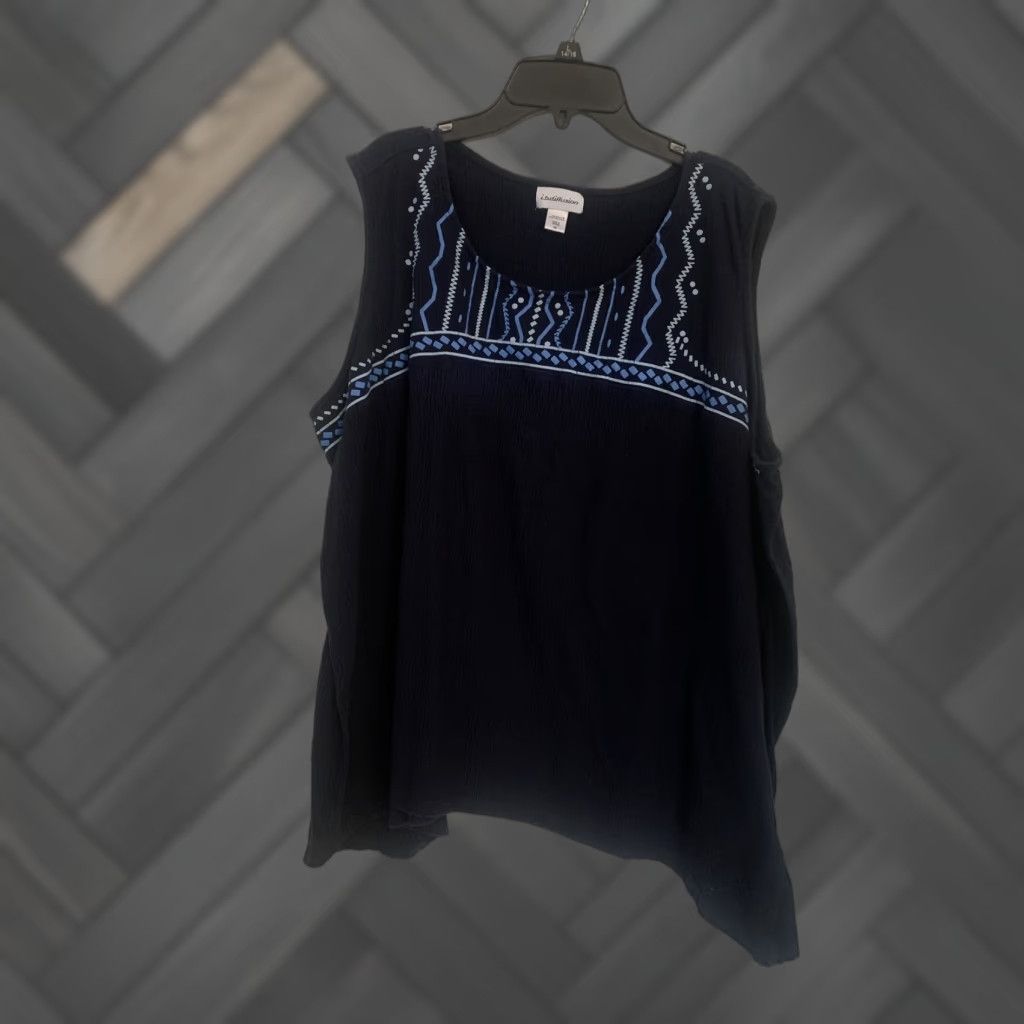 Vintage VINTAGE ib diffusion Tank Top Women 3XL Blue Boat Neck Polyester Cocktail Evening 3XL Women Size XXL / US 16-18 / IT 52-54 - 1 Thumbnail