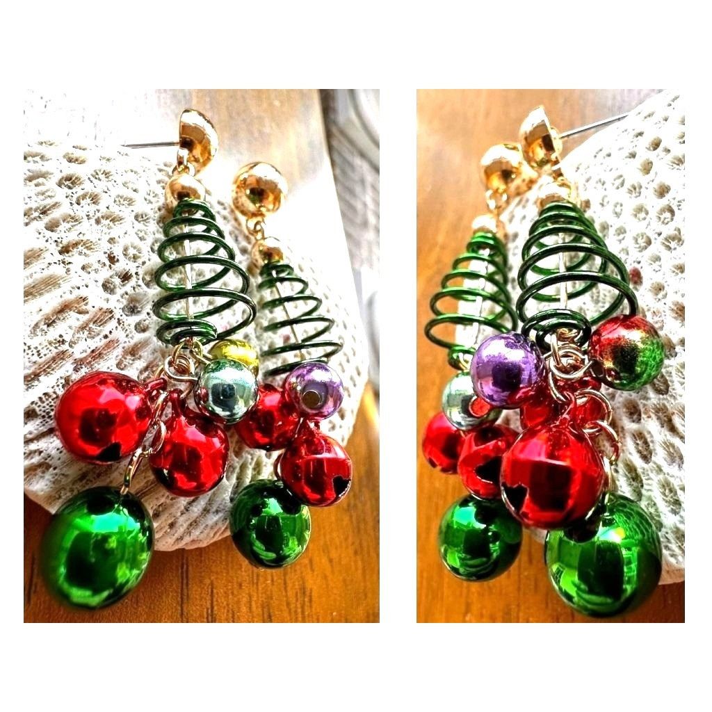Handmade Christmas Tree Earrings New Handmade Jingle Bells Dangle Pos Size ONE SIZE - 7 Thumbnail