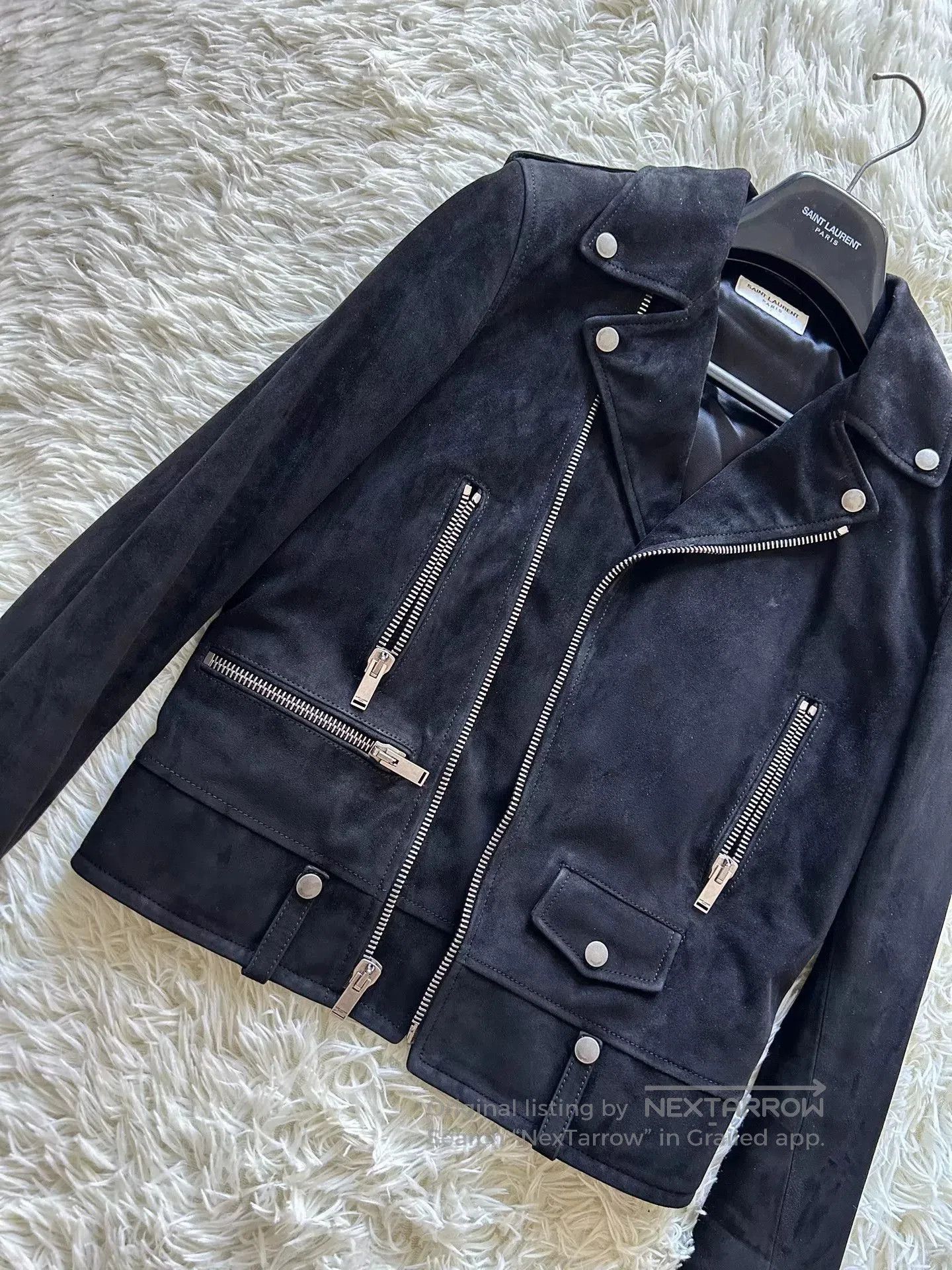 Saint Laurent Paris Saint Laurent Black Suede Leather Biker Jacket. Size US S / EU 44-46 / 1 - 4 Thumbnail