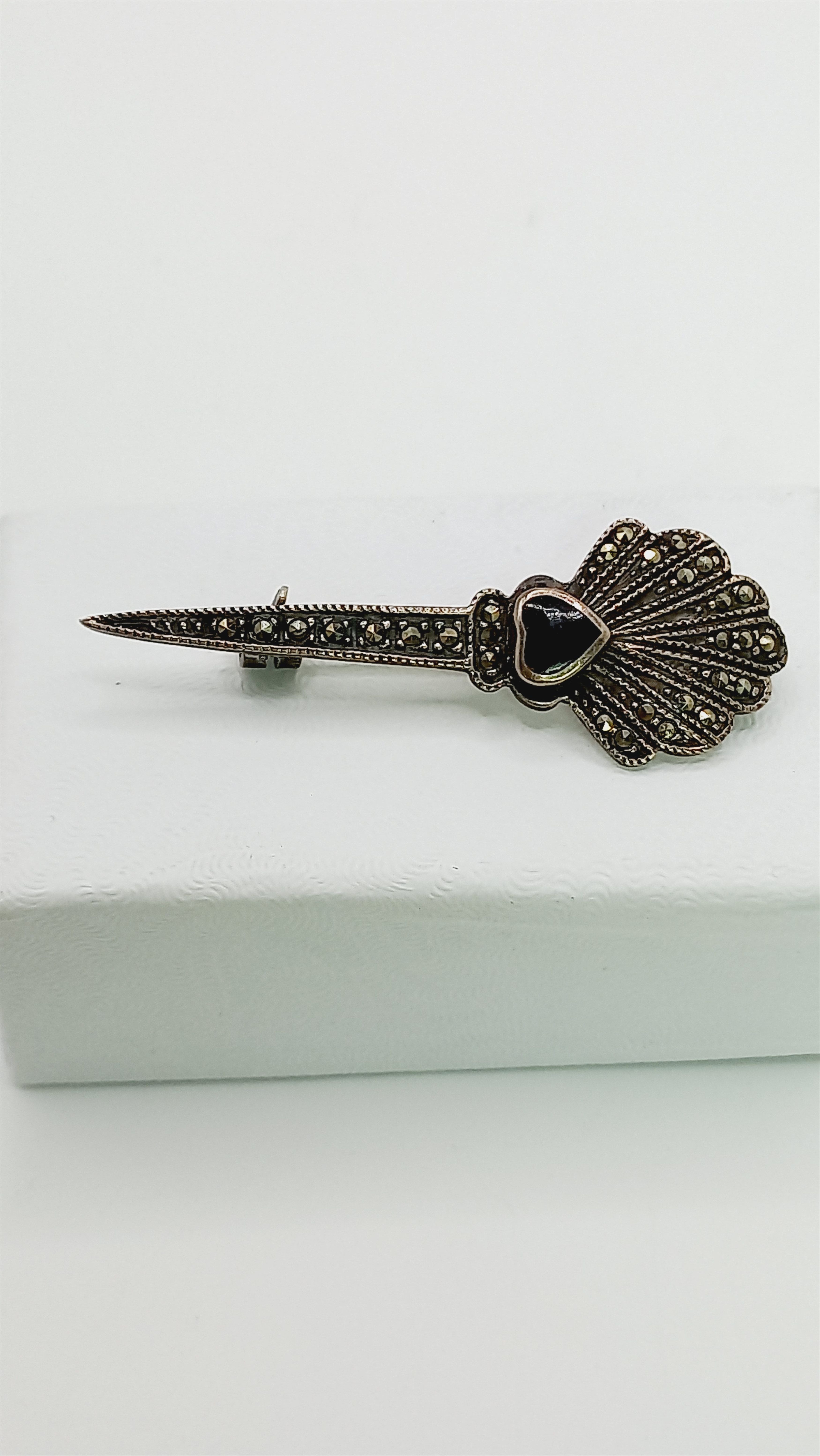Sterling Silver Art Deco style Sterling Marcasite Brooch Size ONE SIZE - 4 Thumbnail