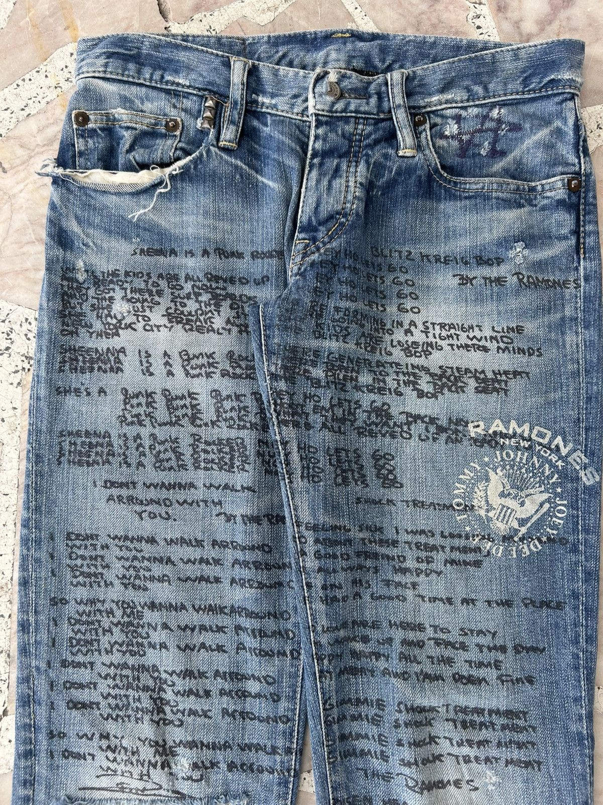 Hysteric Glamour Hysterics Japan X Ramones Lyrics Denim Size US 27 - 3 Thumbnail