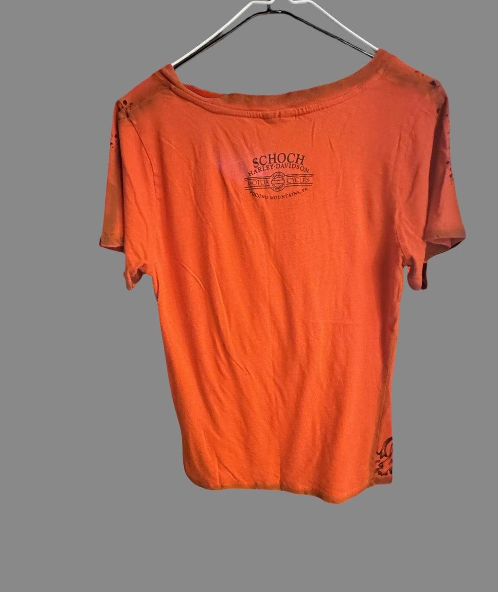 Harley Davidson Harley-Davidson Y2K Rhinestone Winged Logo Orange V-Neck Tee Size M / US 6-8 / IT 42-44 - 3 Thumbnail