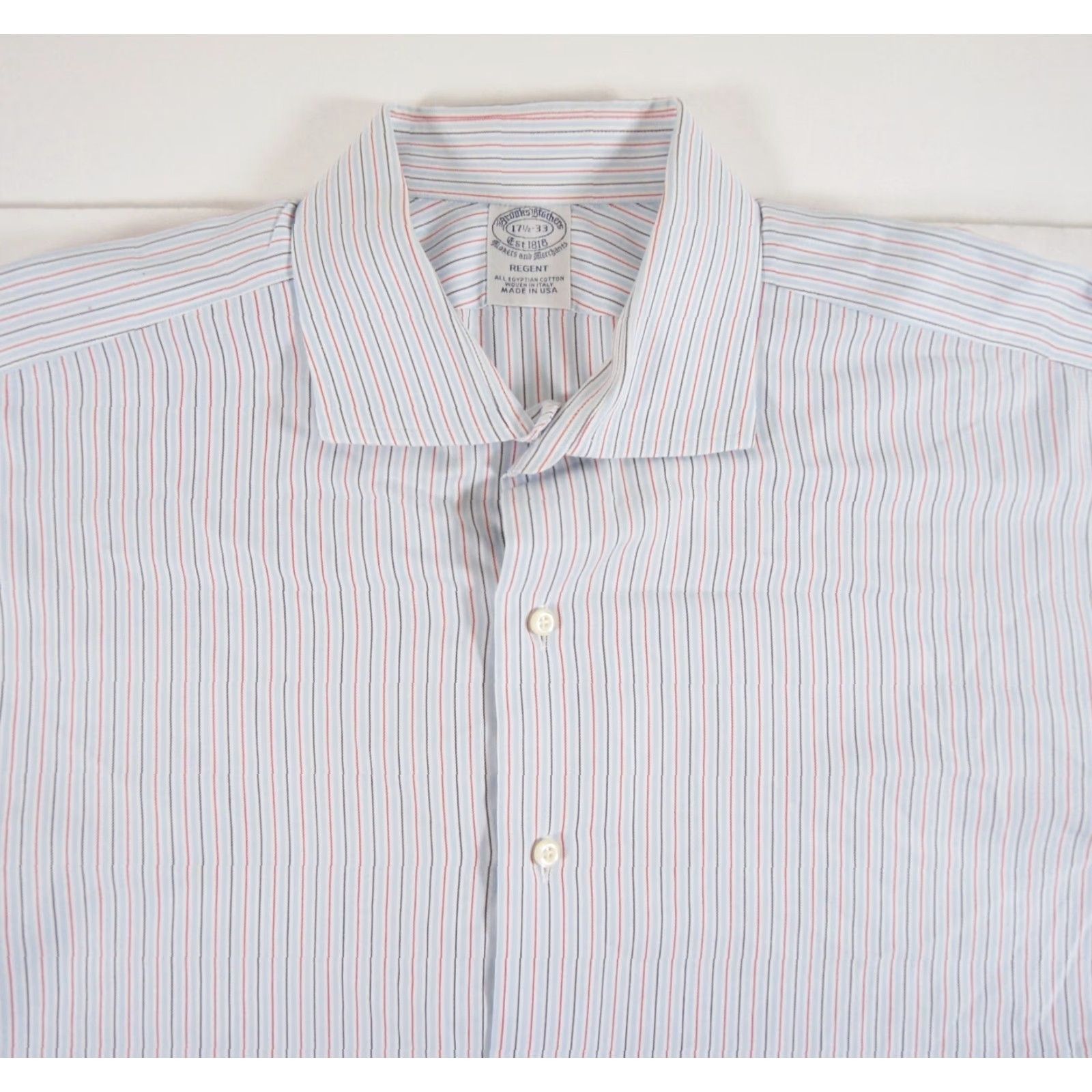 Brooks Brothers VINTAGE Brooks Brothers Men's Button-Up Shirt Reg 17.5 Egyptian Cotton Striped Casual Formal All Seasons Size US XL / EU 56 / 4 - 2 Thumbnail