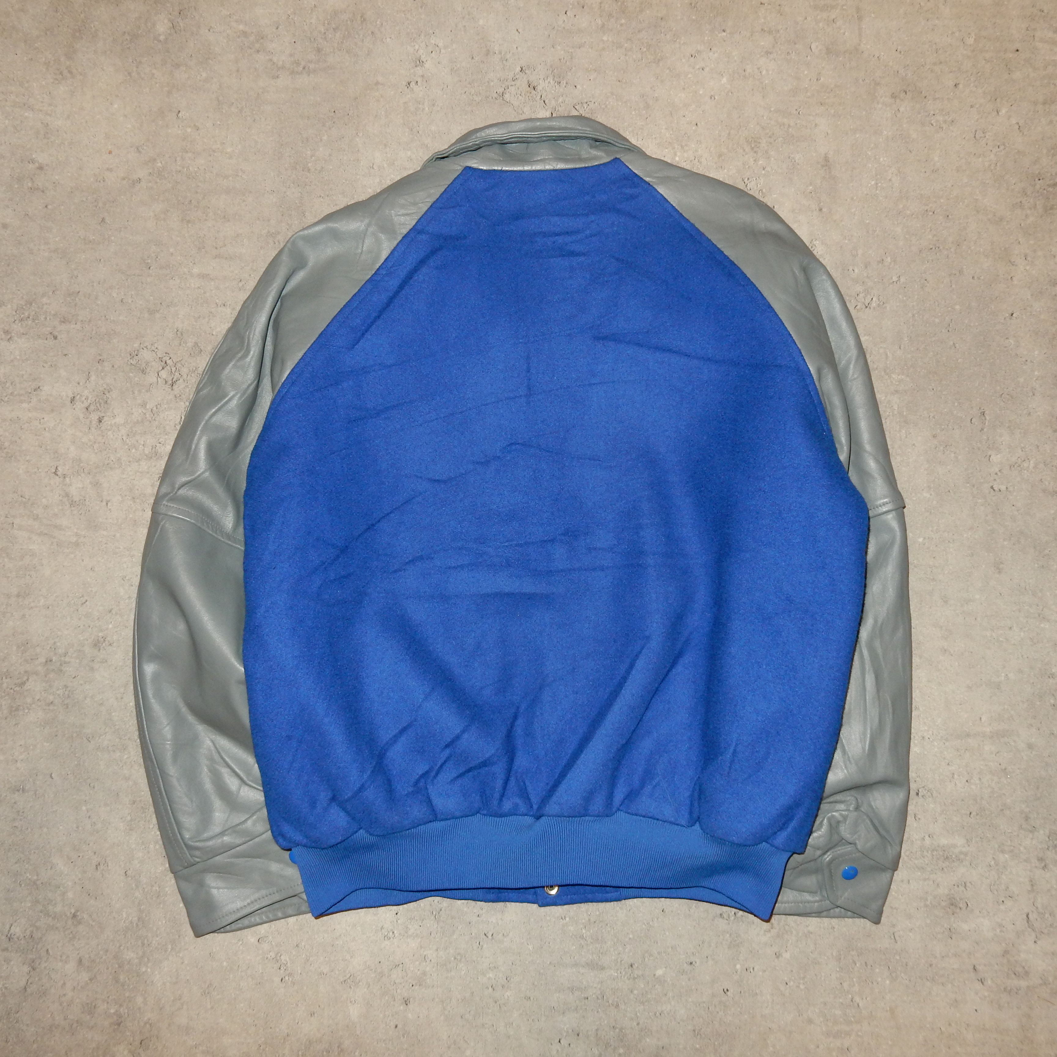 Vintage College Varsity vintage blue grey leather bomber jacket - L Size US L / EU 52-54 / 3 - 3 Thumbnail