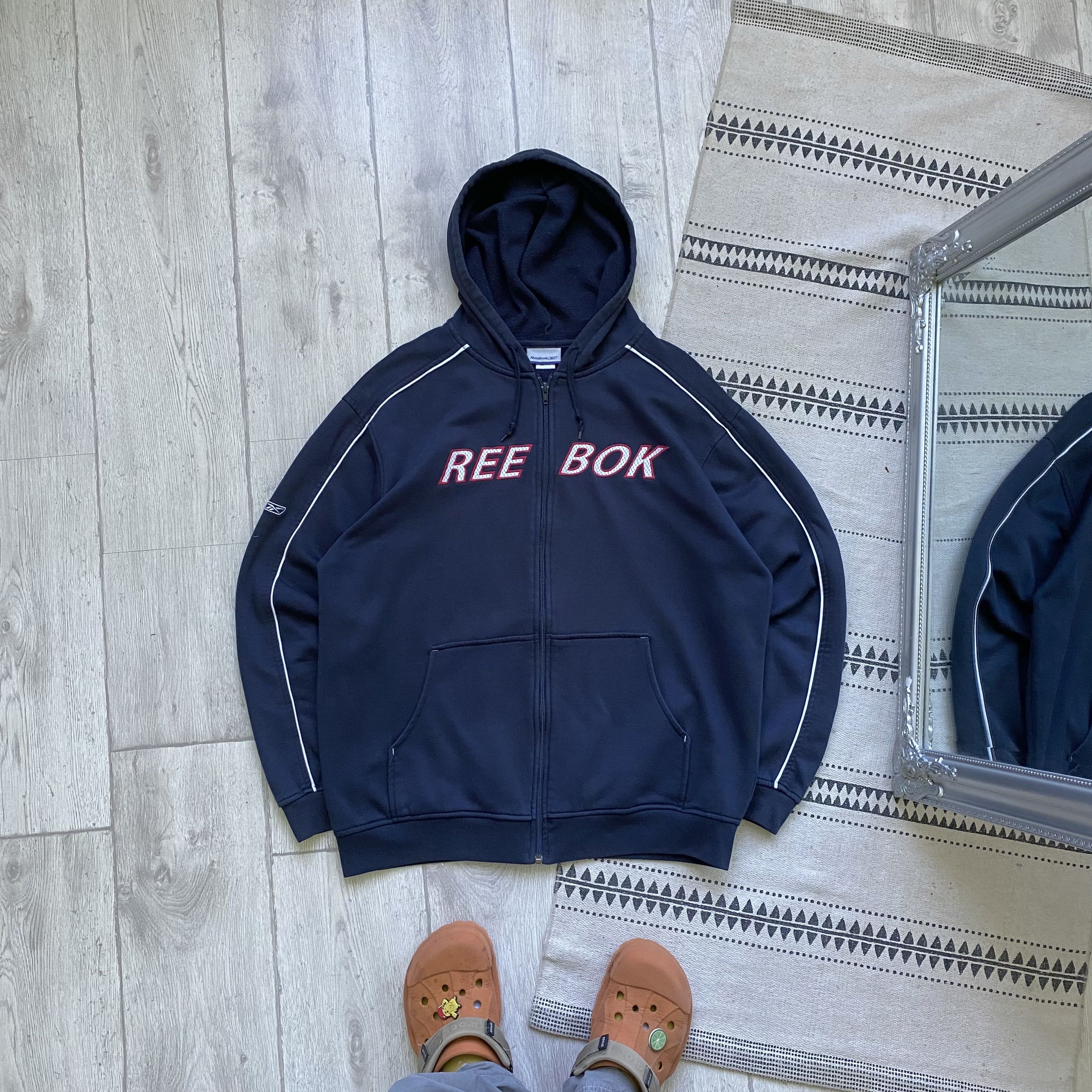 Reebok 🕸️ Vintage 90s Reebok zip hoodie center logo Y2K Size US L / EU 52-54 / 3 - 1 Thumbnail