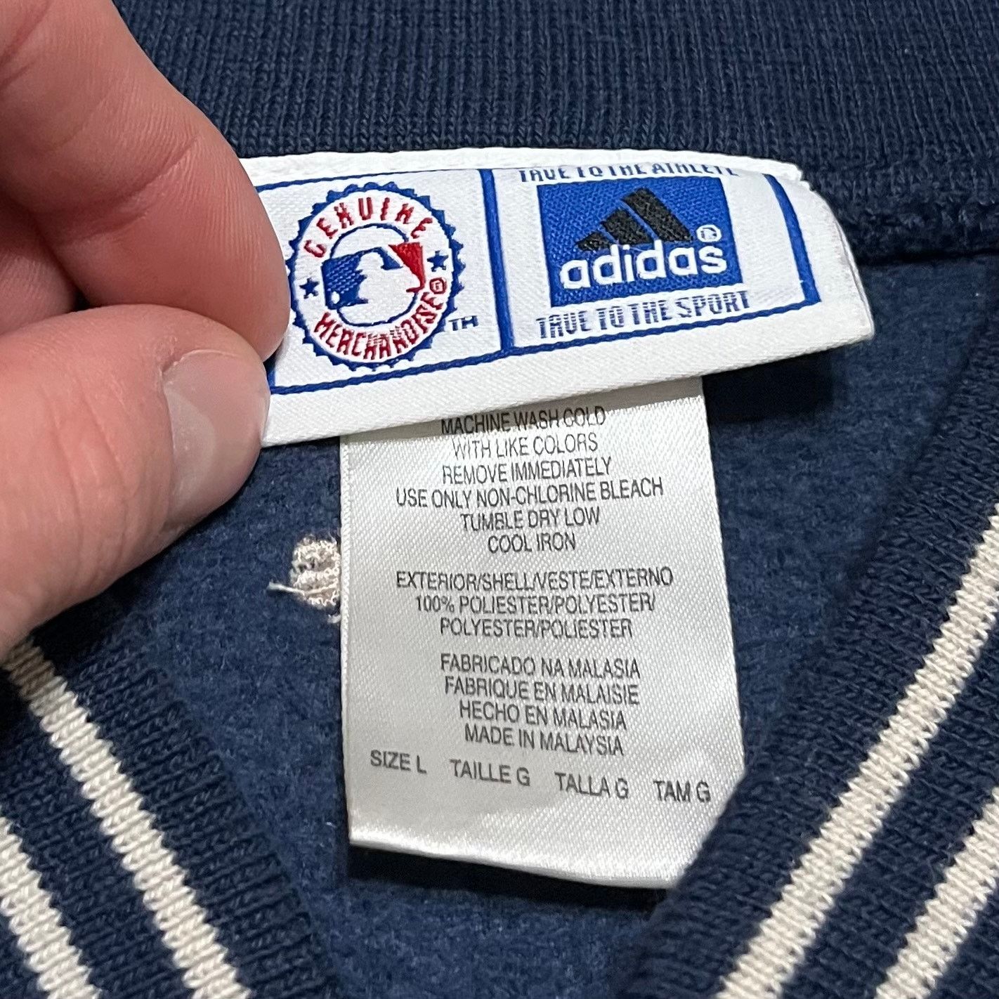Adidas Vintage Adidas New York Yankees Navy Letterman Style Jacket Size US XL / EU 56 / 4 - 4 Thumbnail